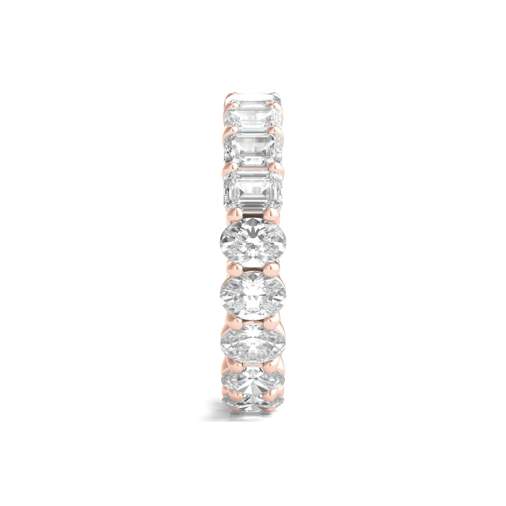 4 CT. Tw. Oval and Emerald-Cut Lab Grown Diamond Eternity Band Ring 14K Rose Gold Size 5.5 - Image 3