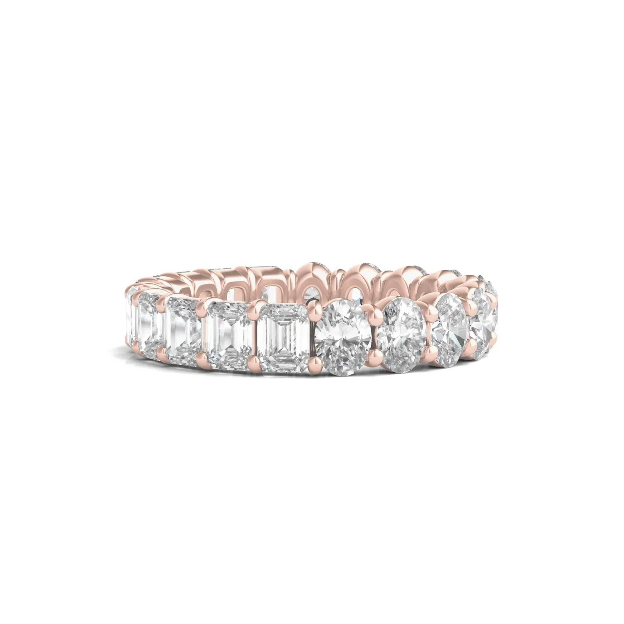 4 CT. Tw. Oval and Emerald-Cut Lab Grown Diamond Eternity Band Ring 14K Rose Gold Size 6