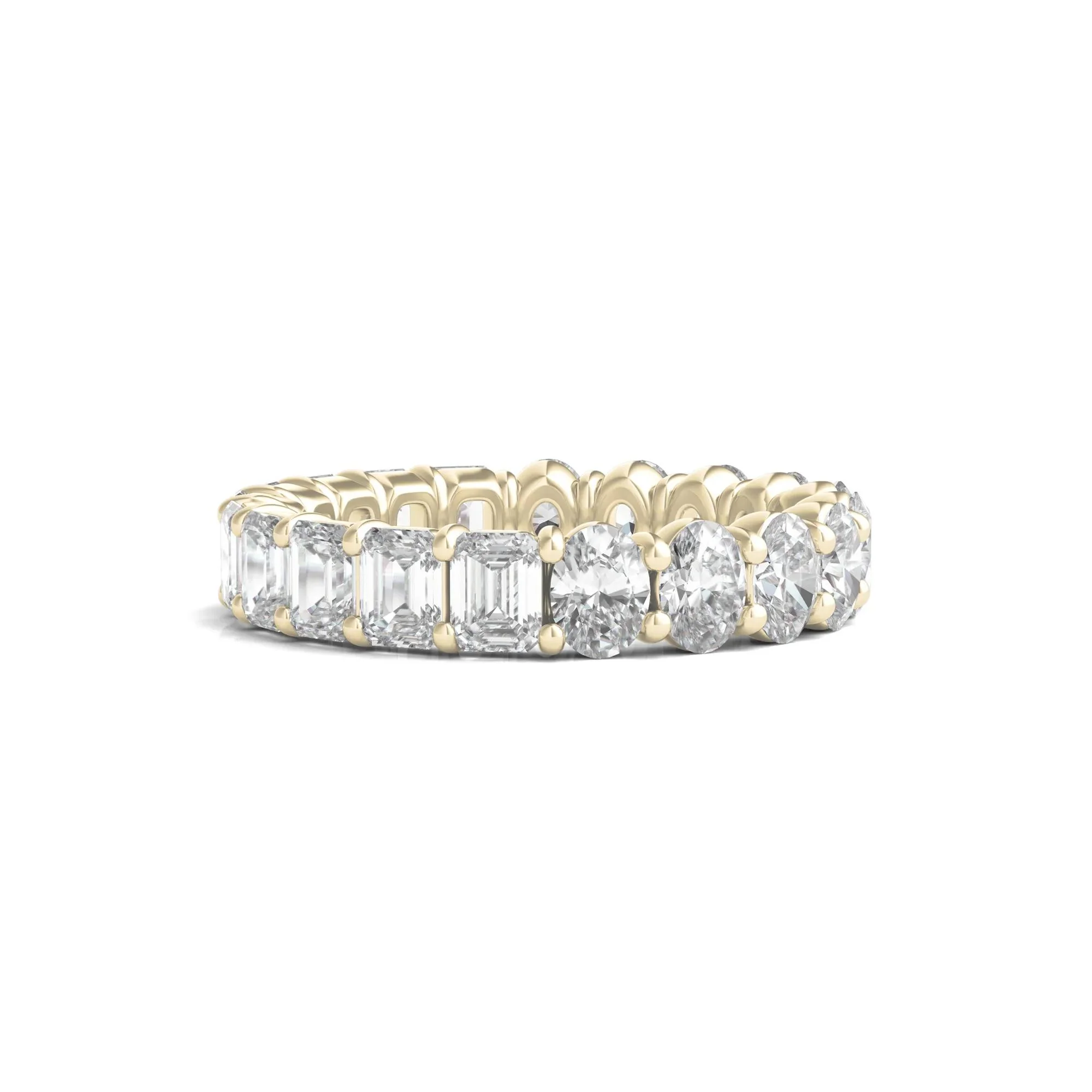 4 CT. Tw. Oval and Emerald-Cut Lab Grown Diamond Eternity Band Ring 14K Yellow Gold Size 5