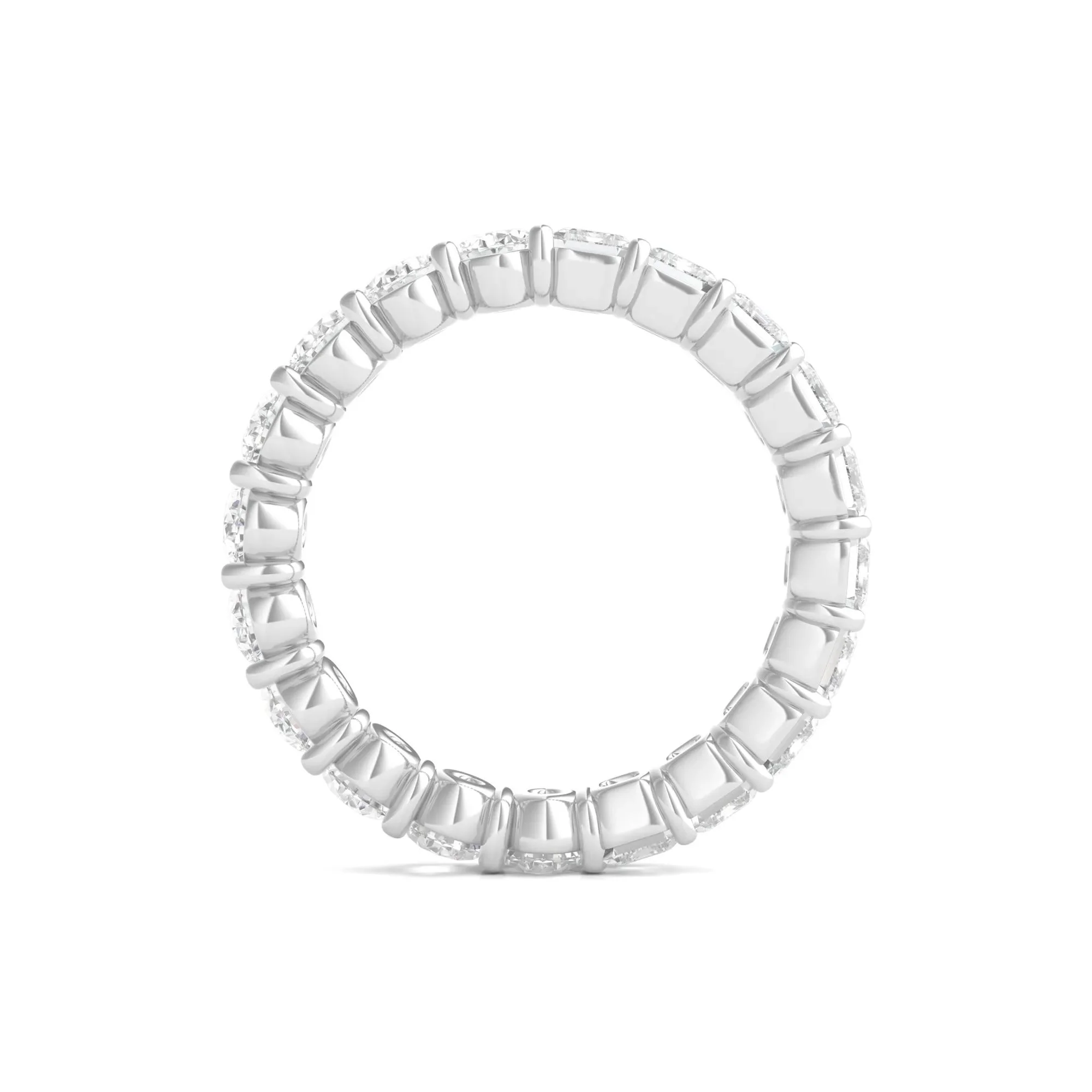 4 CT. Tw. Oval and Emerald-Cut Lab Grown Diamond Eternity Band Ring Platinum White Size 6 - Image 2