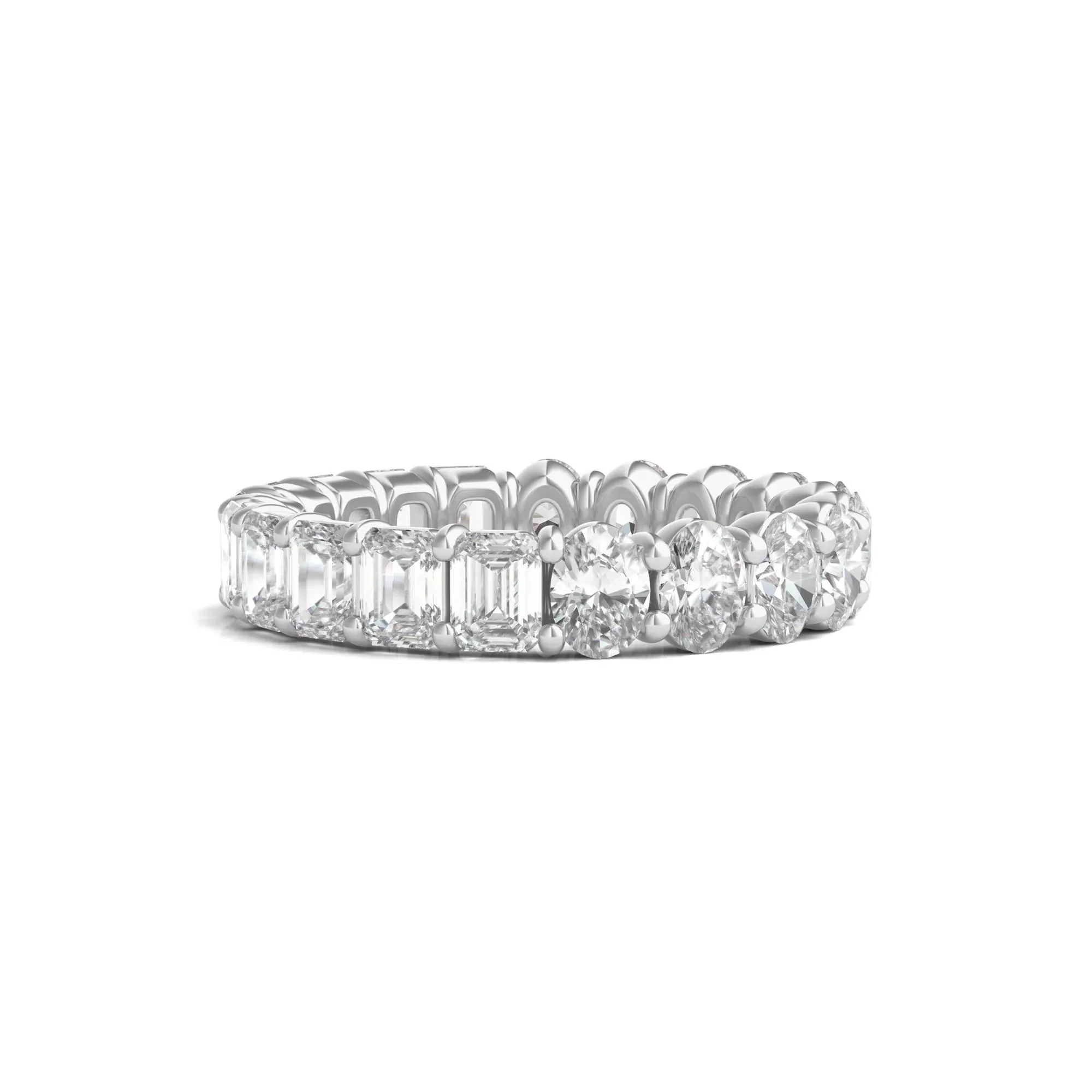 4 CT. Tw. Oval and Emerald-Cut Lab Grown Diamond Eternity Band Ring Platinum White Size 6.5