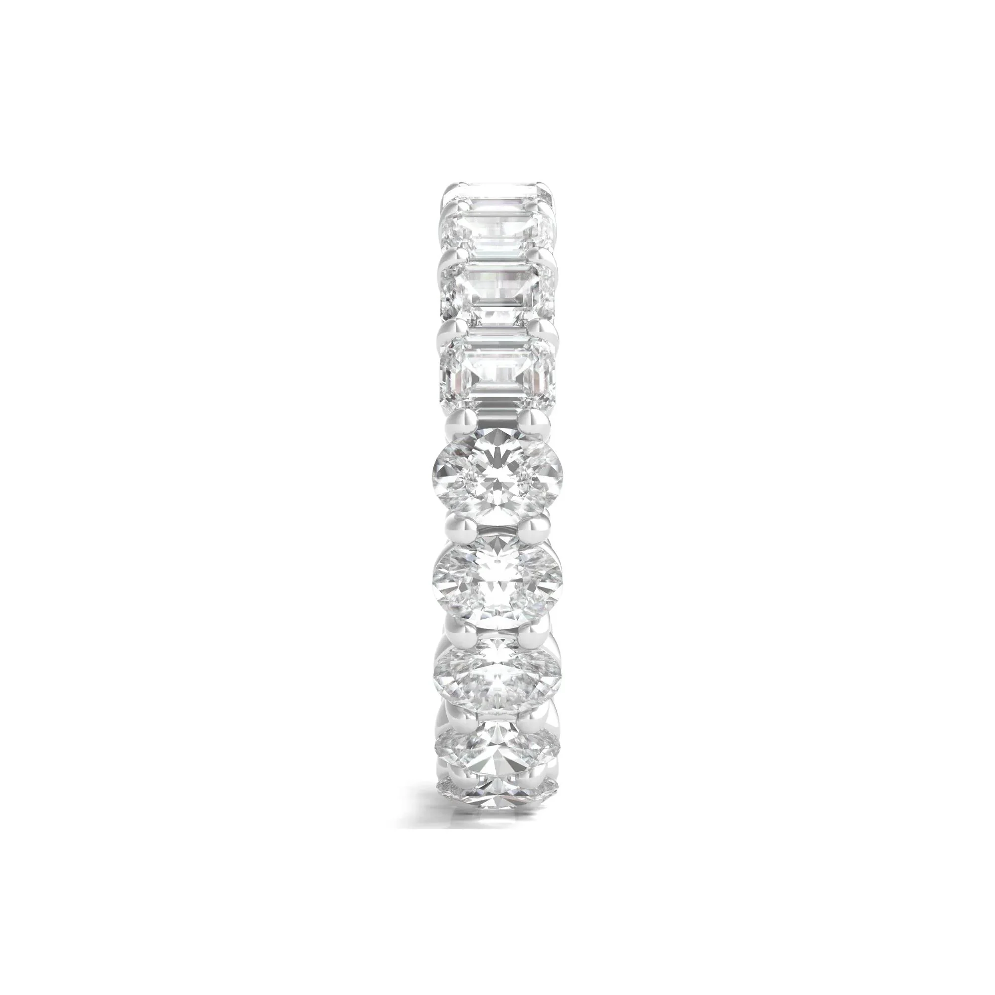 4 CT. Tw. Oval and Emerald-Cut Lab Grown Diamond Eternity Band Ring Platinum White Size 6.5 - Image 3