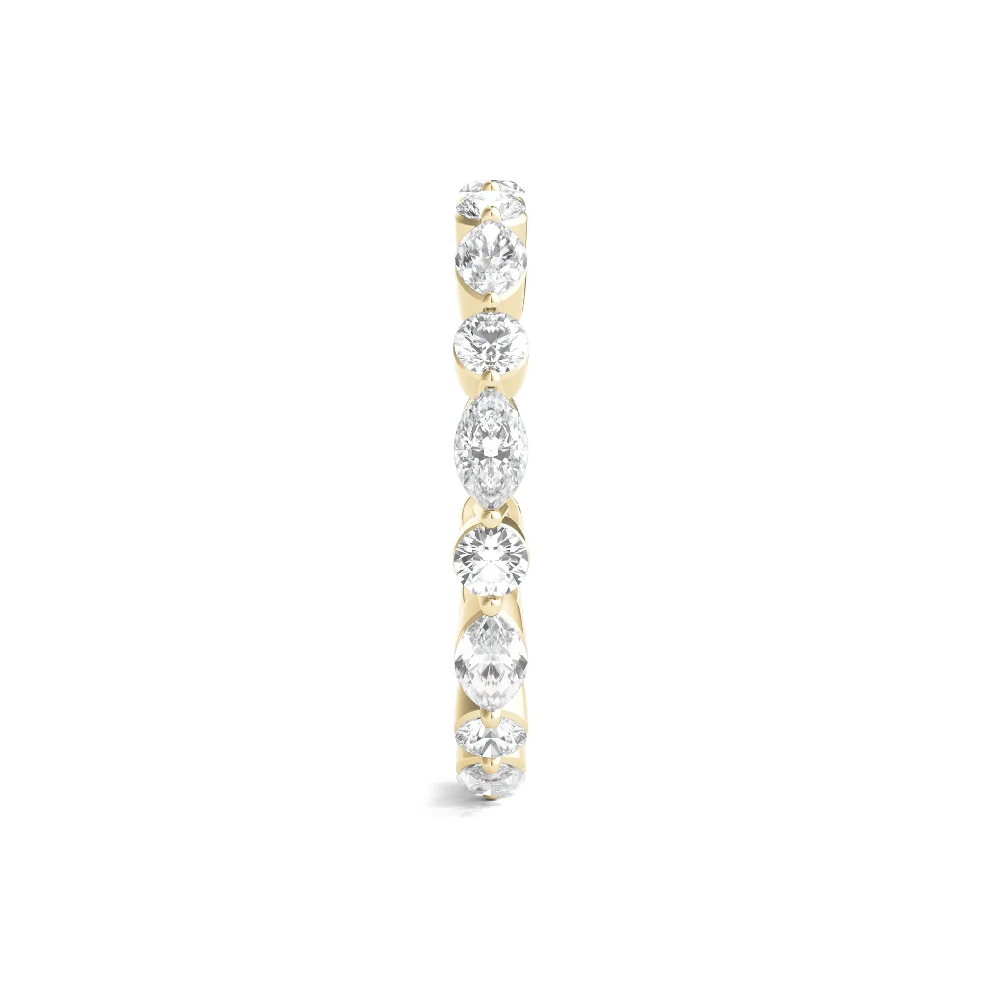 1/2 CT. Tw. Round and Marquise-Cut Lab Grown Diamond Eternity Band Ring 14K Yellow Gold Size 7.5 2mm - Image 3