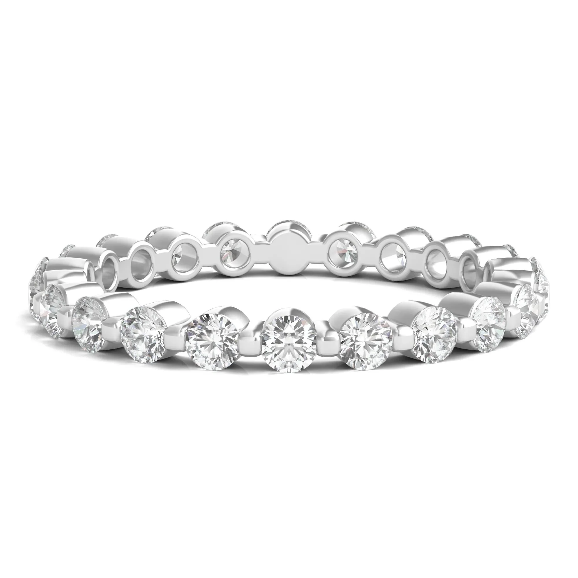 1 CT. Tw. Round Brilliant-Cut Lab Grown Diamond Eternity Band Ring 14K White Gold Size 6