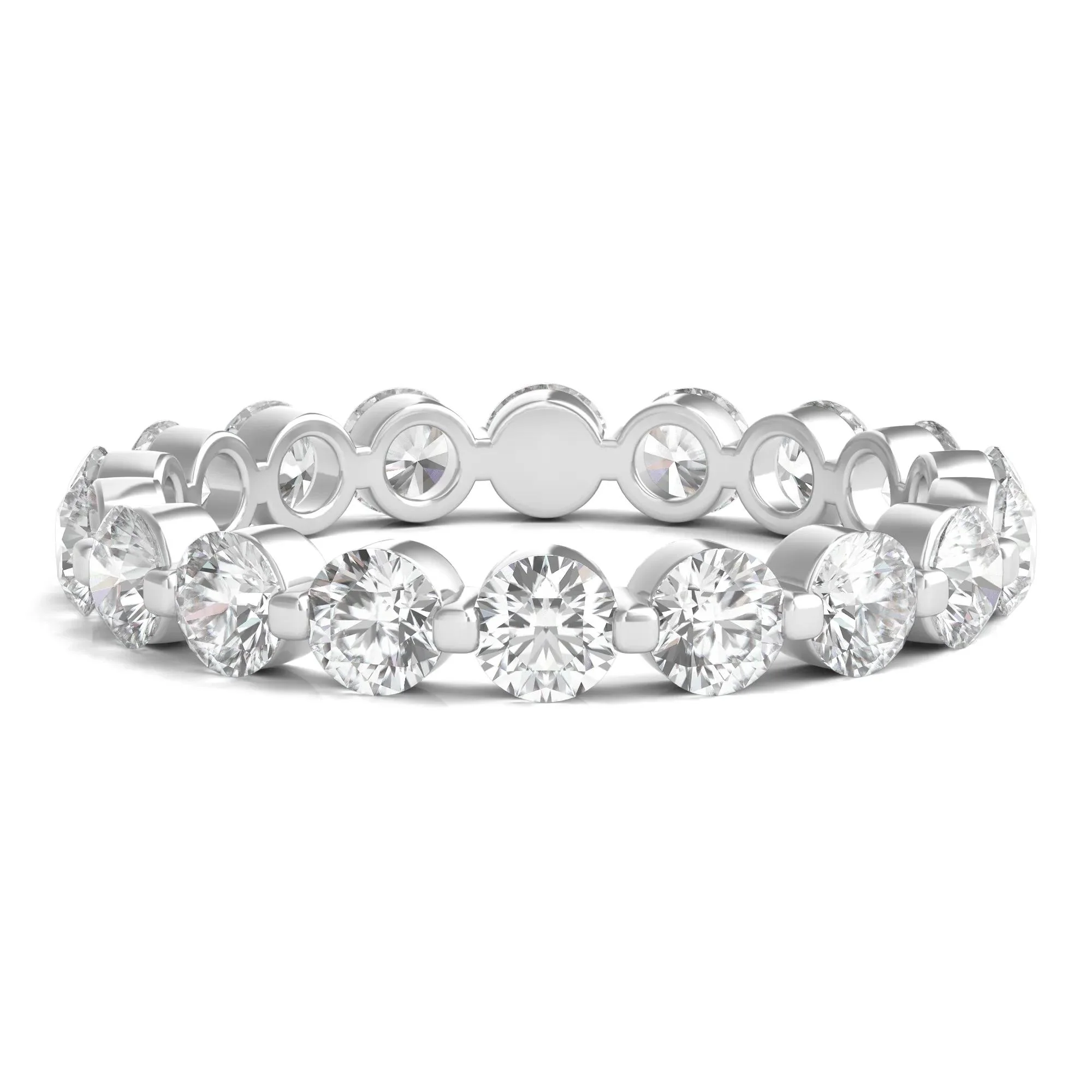 2 CT. Tw. Round Brilliant-Cut Lab Grown Diamond Eternity Band Ring 14K White Gold Size 4