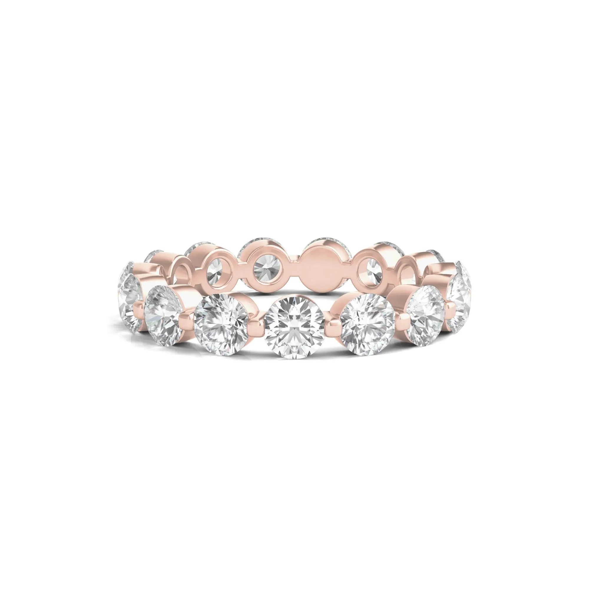 3 CT. Tw. Round Brilliant-Cut Lab Grown Diamond Eternity Band Ring 14K Rose Gold Size 8