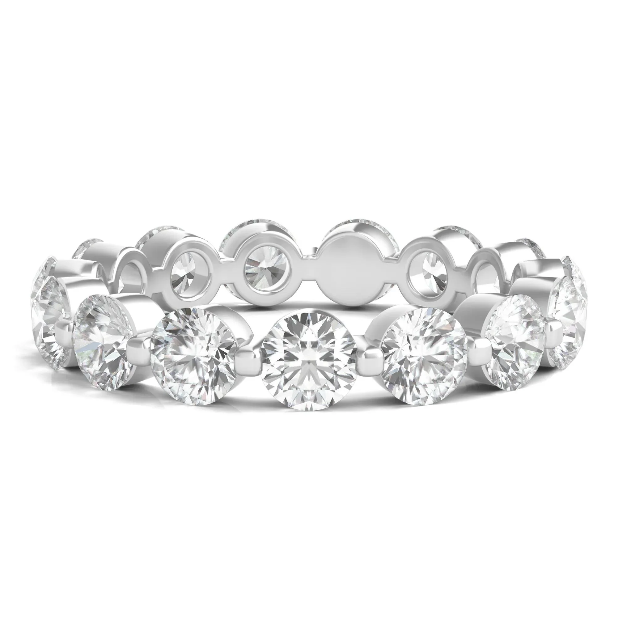 3 CT. Tw. Round Brilliant-Cut Lab Grown Diamond Eternity Band Ring 14K White Gold Size 6.5