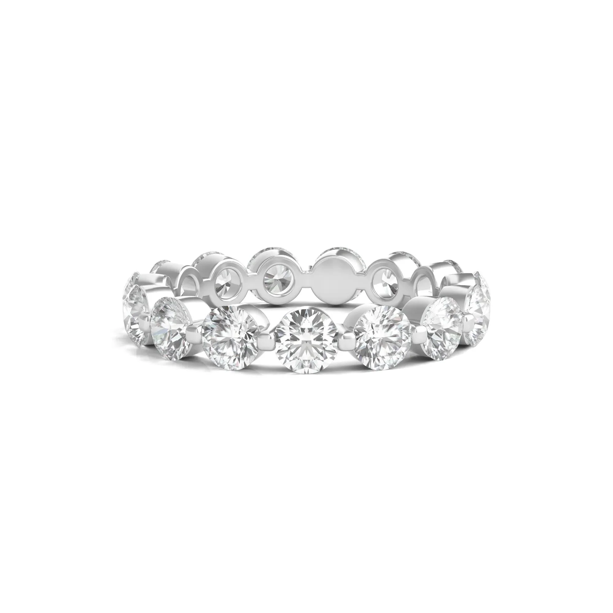 3 CT. Tw. Round Brilliant-Cut Lab Grown Diamond Eternity Band Ring Platinum White Size 4