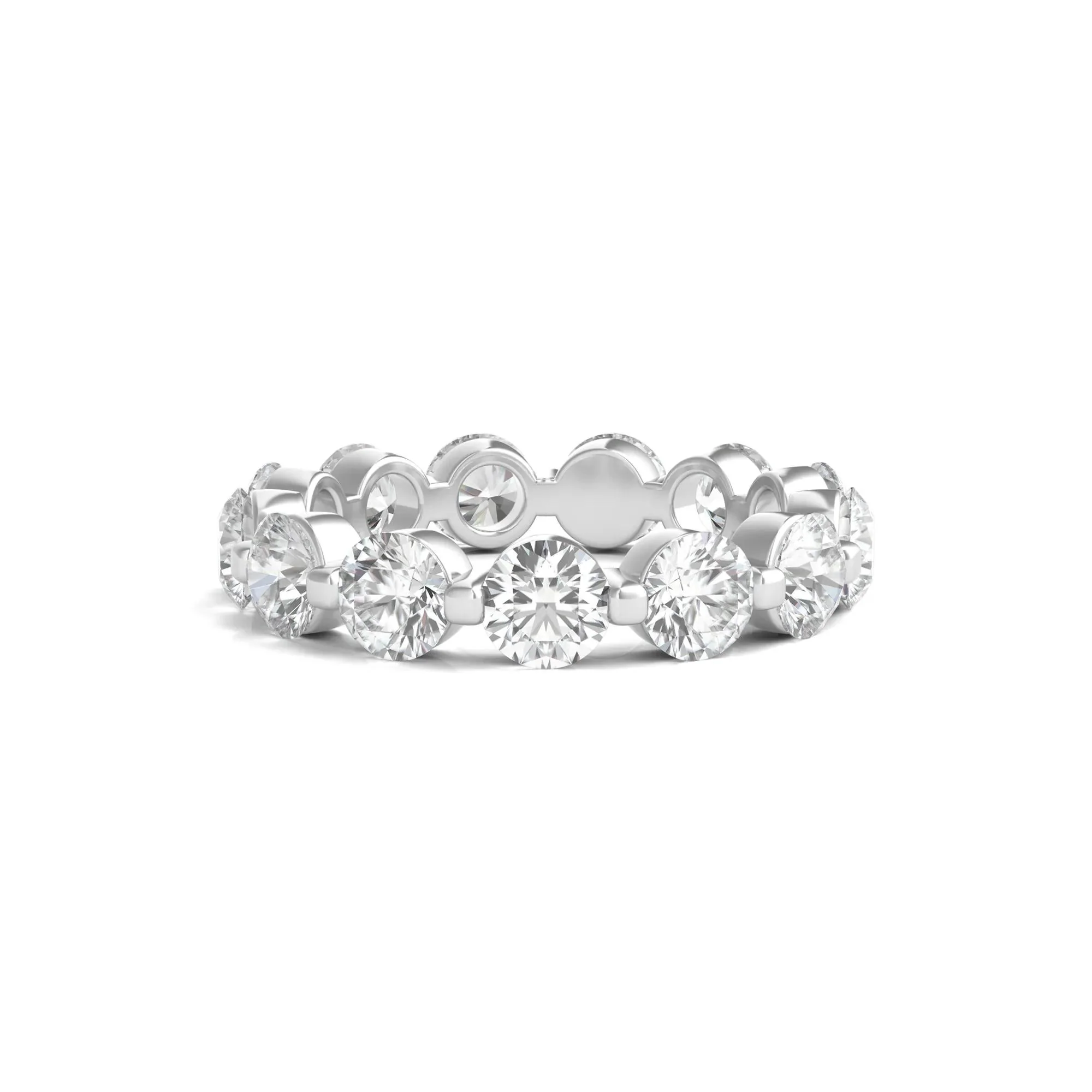 4 CT. Tw. Round Brilliant-Cut Lab Grown Diamond Eternity Band Ring 14K White Gold Size 6.5
