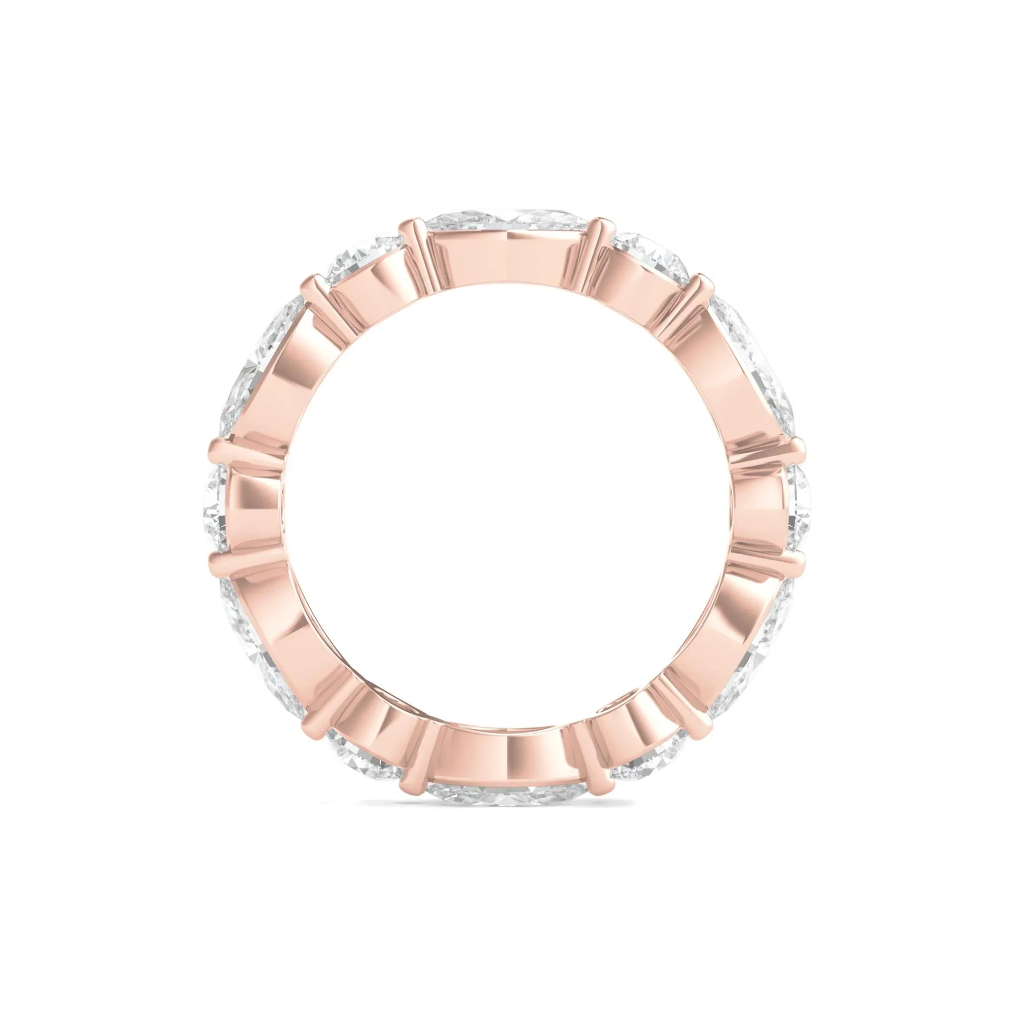 3 CT. Tw. Round and Marquise Lab Grown Diamond Eternity Band Ring 14K Rose Gold Size 7.5 3mm - Image 2