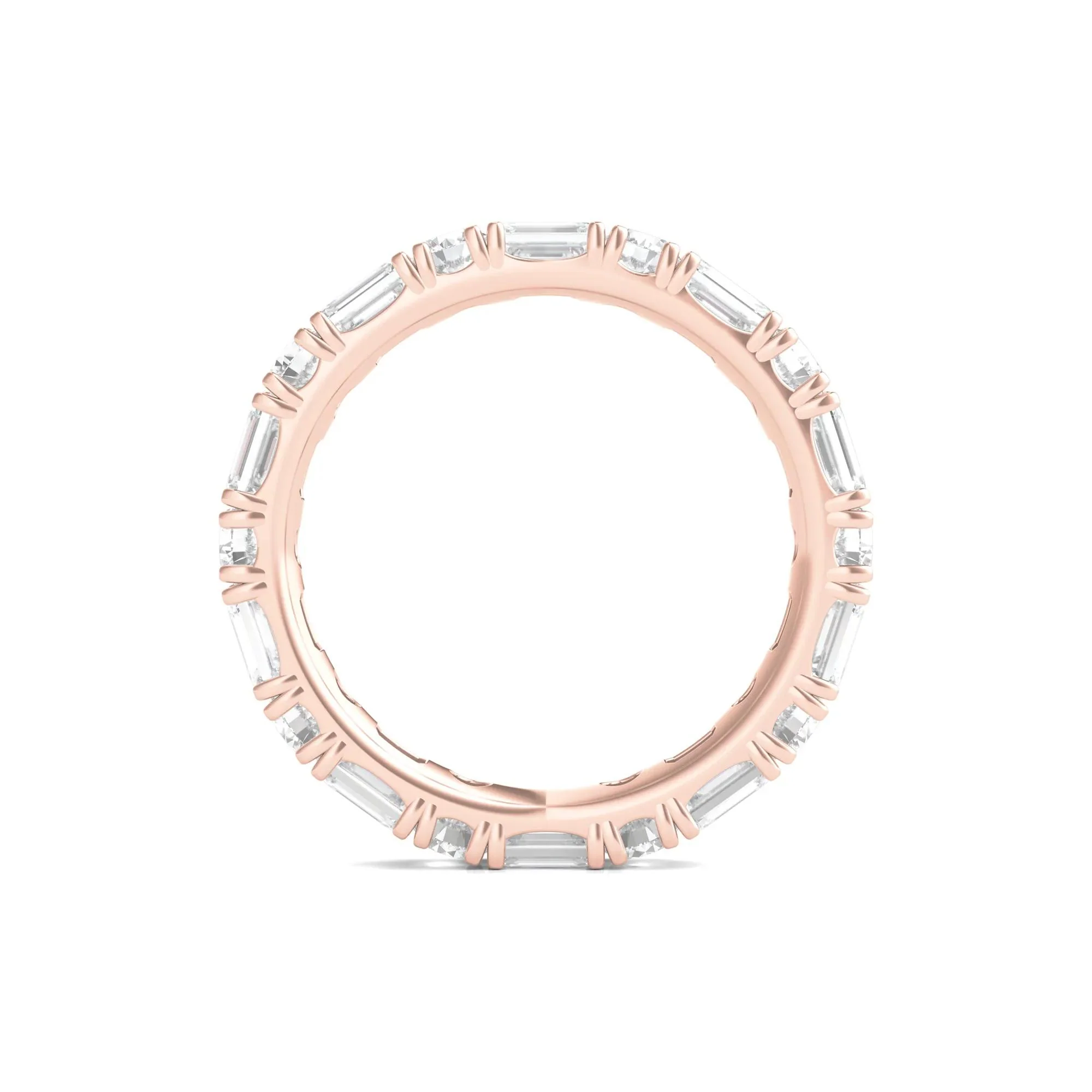 3 CT. Tw. Round and Emerald-Cut Lab Grown Diamond Eternity Band Ring 14K Rose Gold Size 7.5 - Image 2