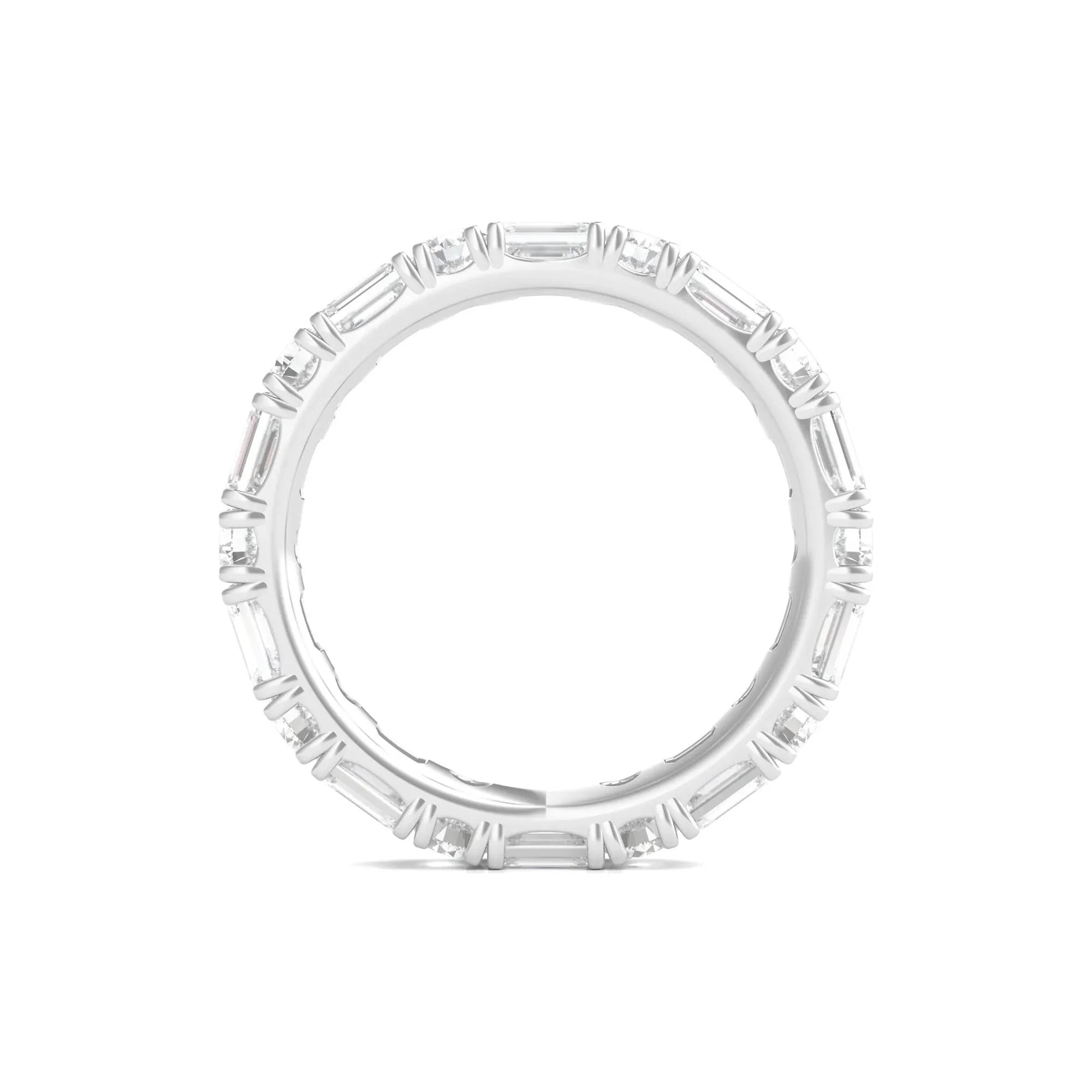 3 CT. Tw. Round and Emerald-Cut Lab Grown Diamond Eternity Band Ring 14K White Gold Size 7 - Image 2
