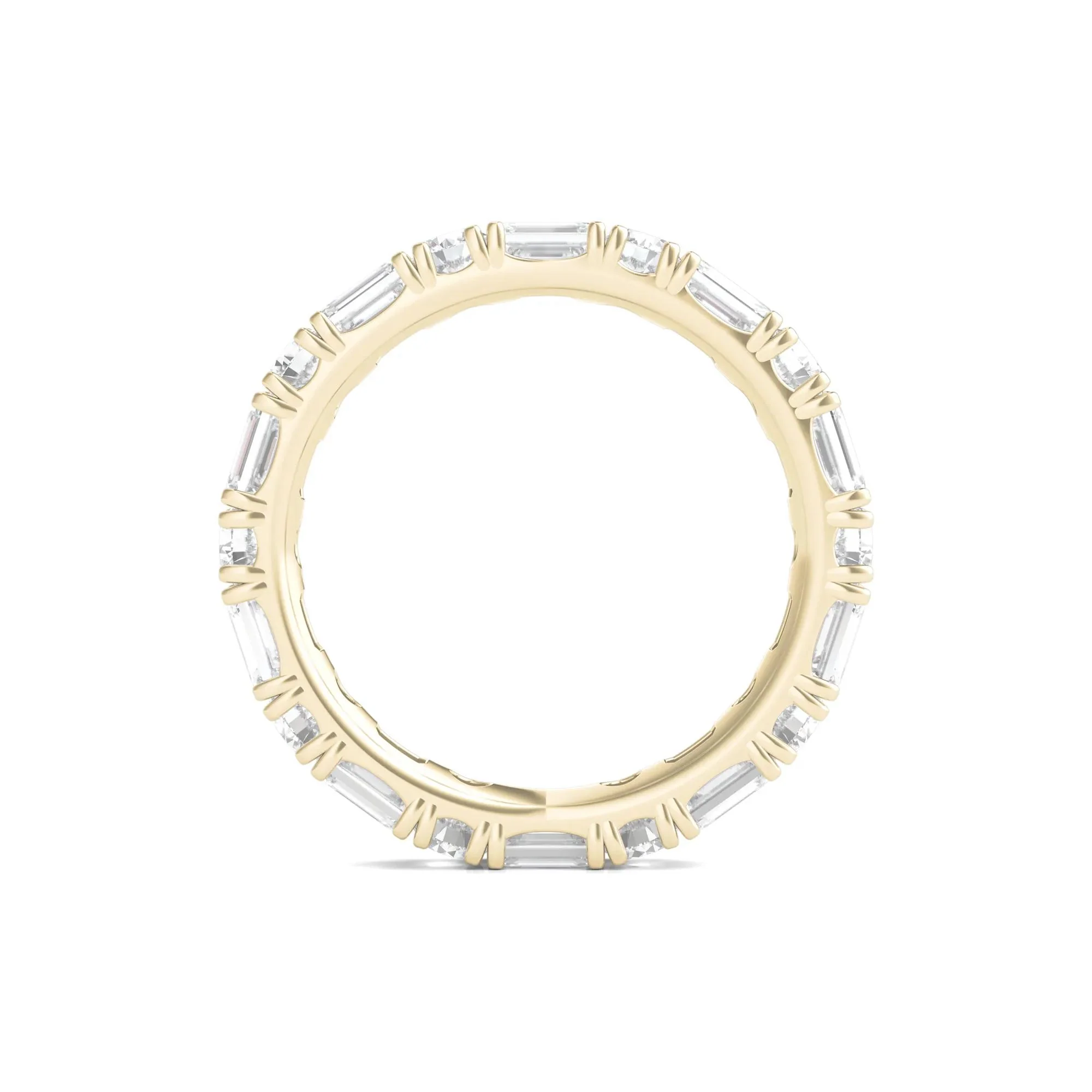 3 CT. Tw. Round and Emerald-Cut Lab Grown Diamond Eternity Band Ring 14K Yellow Gold Size 4.5 - Image 2