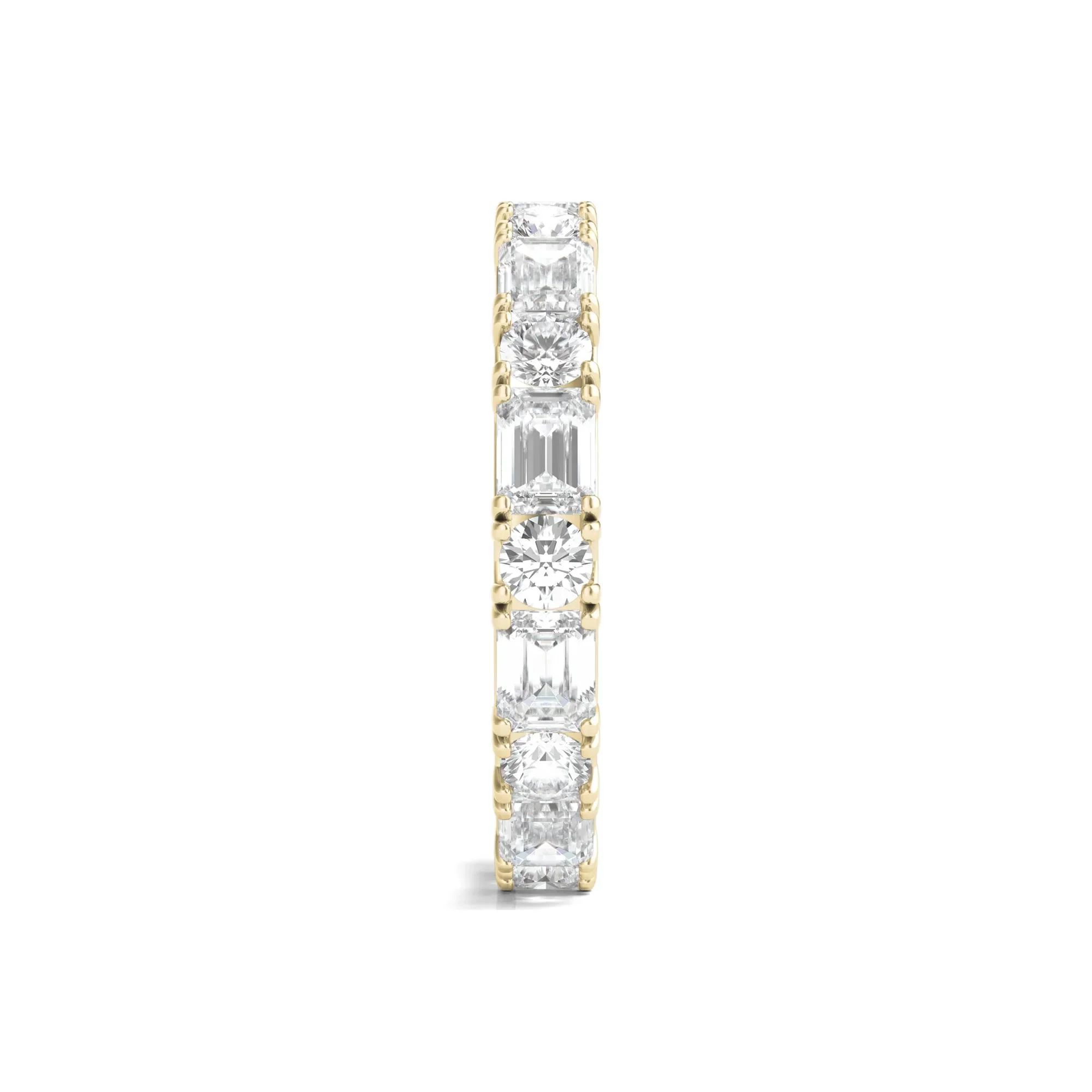 3 CT. Tw. Round and Emerald-Cut Lab Grown Diamond Eternity Band Ring 14K Yellow Gold Size 8 - Image 3