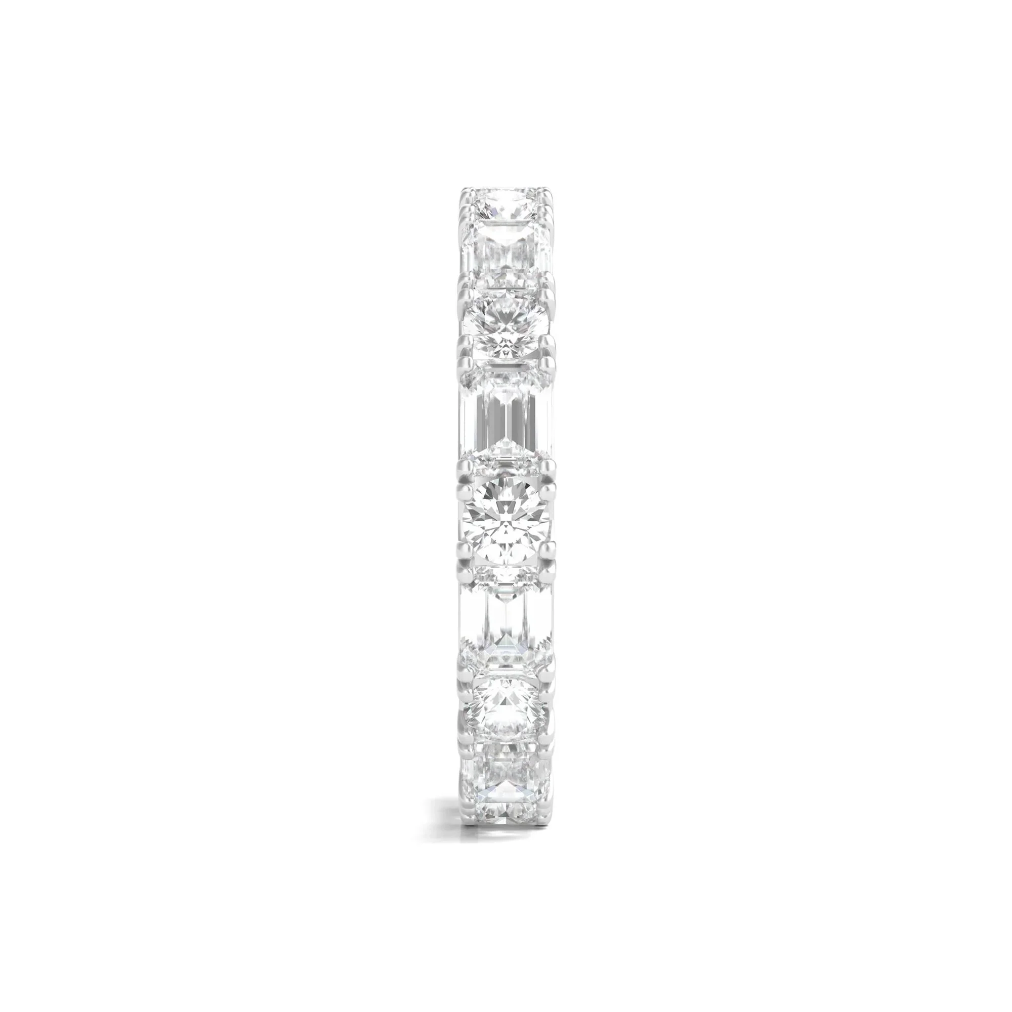 3 CT. Tw. Round and Emerald-Cut Lab Grown Diamond Eternity Band Ring Platinum White Size 4 - Image 3