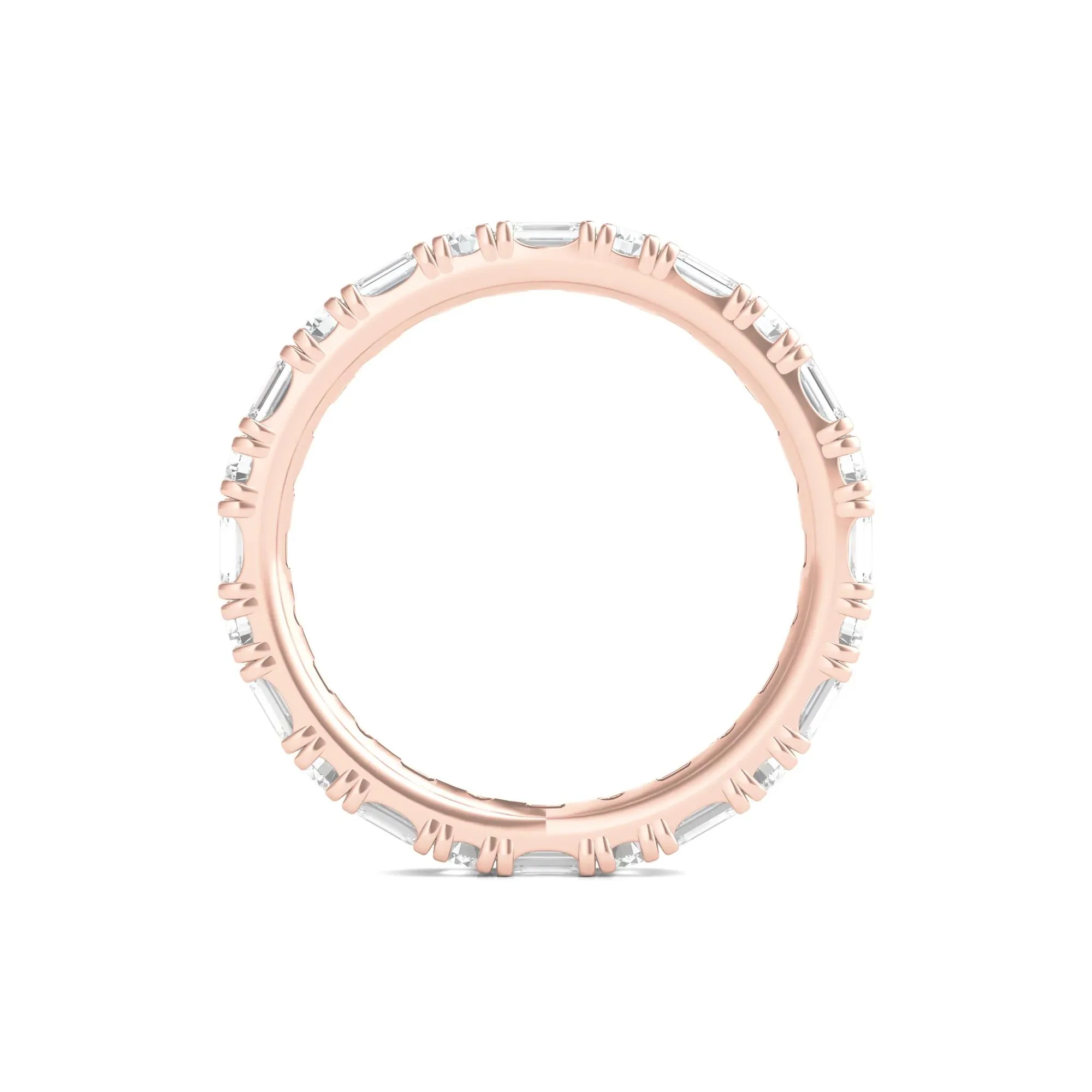 1/2 CT. Tw. Round and Emerald-Cut Lab Grown Diamond Eternity Band Ring 14K Rose Gold Size 8.5 - Image 2