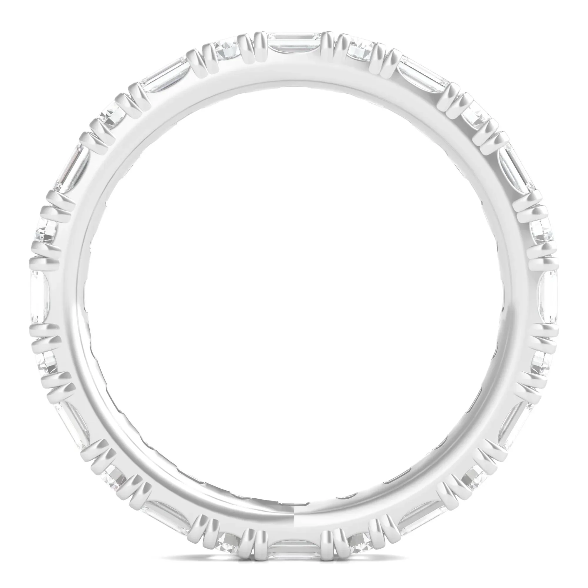 1/2 CT. Tw. Round and Emerald-Cut Lab Grown Diamond Eternity Band Ring 14K White Gold Size 7.5 - Image 2