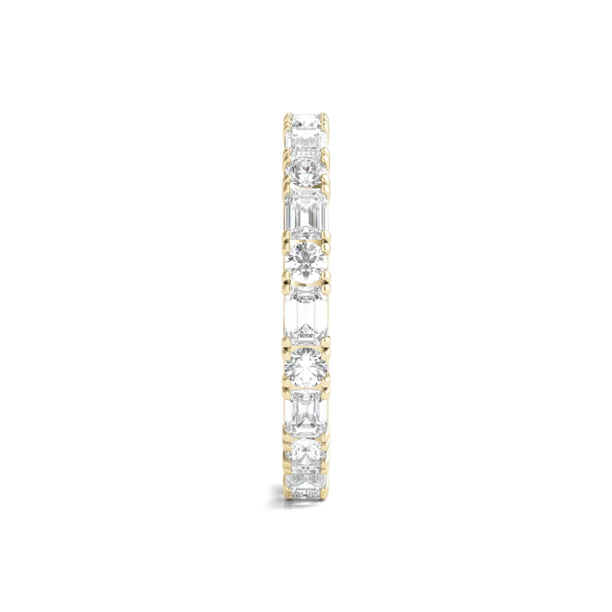 1/2 CT. Tw. Round and Emerald-Cut Lab Grown Diamond Eternity Band Ring 14K Yellow Gold Size 5 - Image 3