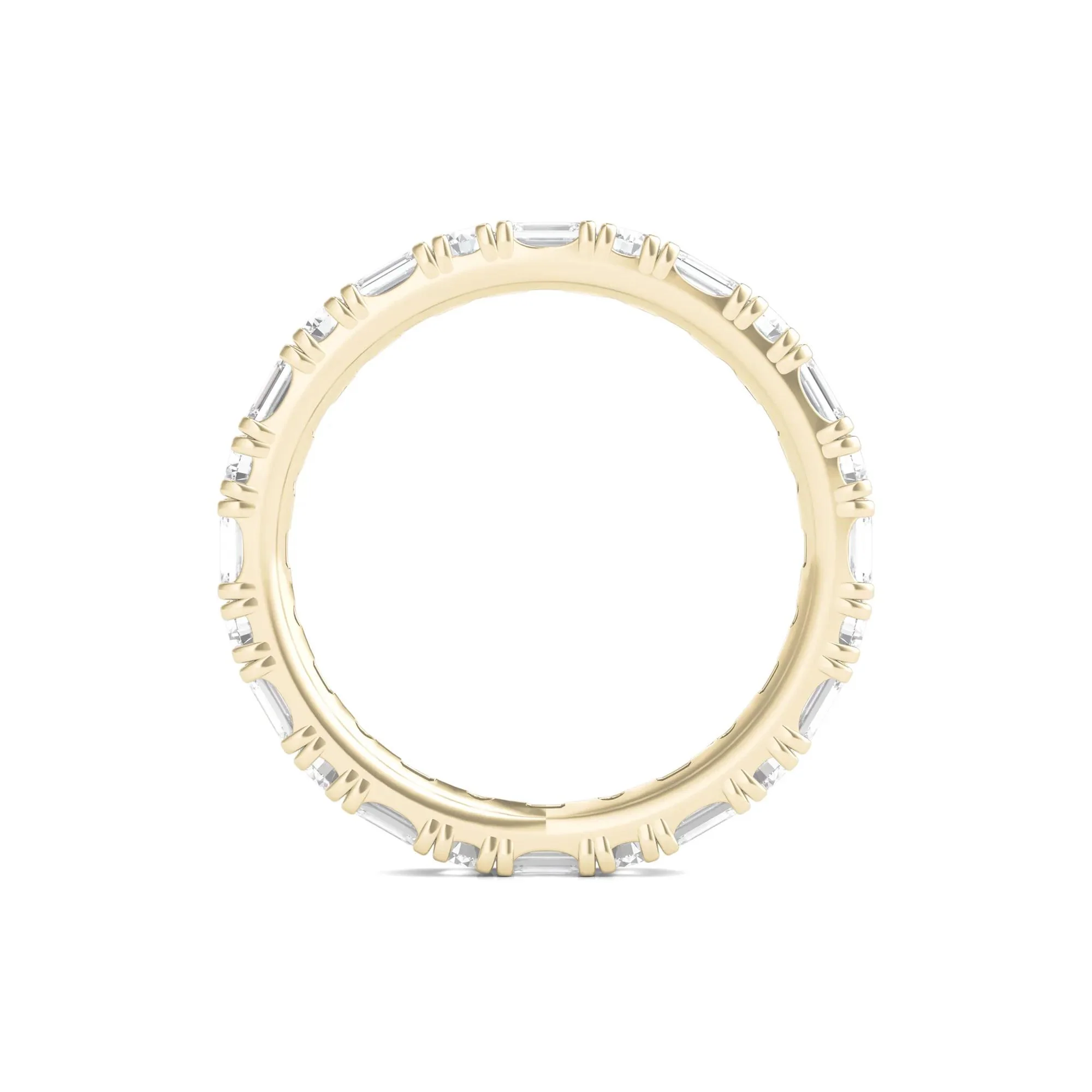1/2 CT. Tw. Round and Emerald-Cut Lab Grown Diamond Eternity Band Ring 14K Yellow Gold Size 6 - Image 2