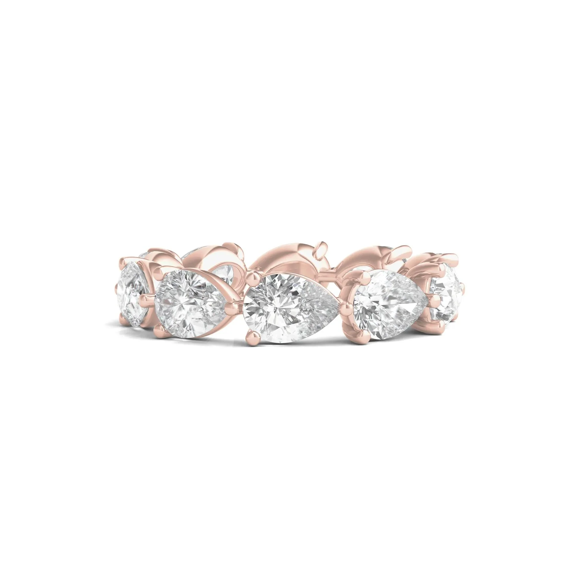 5 CT. Tw. Pear-Cut Lab Grown Diamond Eternity Band Ring 14K Rose Gold Size 5.5