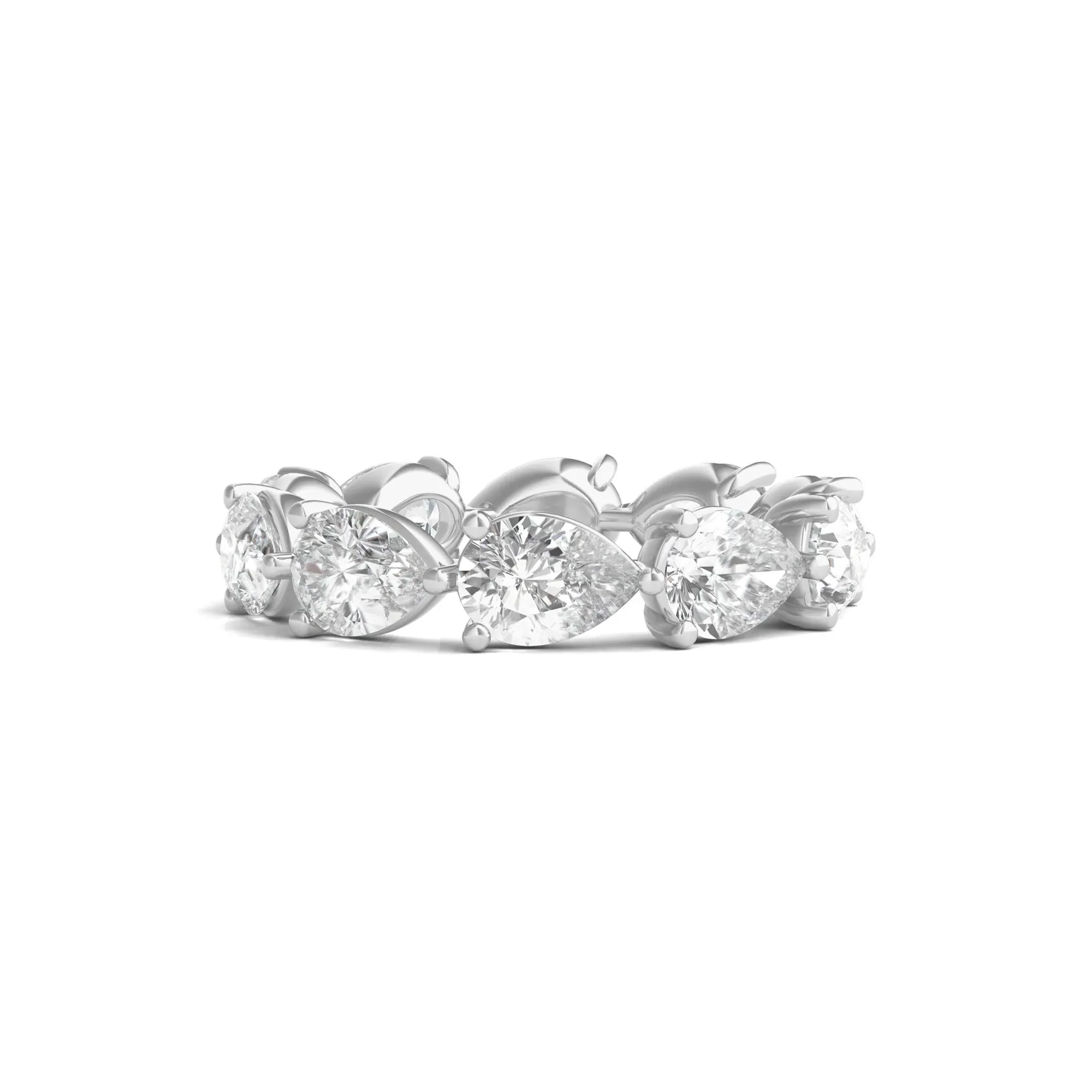 5 CT. Tw. Pear-Cut Lab Grown Diamond Eternity Band Ring 14K White Gold Size 8