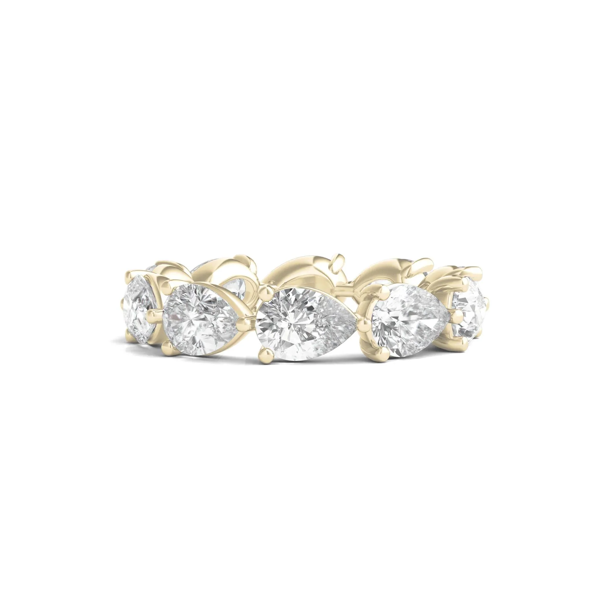 Pear-Cut Lab Grown Diamond Eternity Band Ring 14K Yellow Gold (5 CT. Wt.) Size 7.5