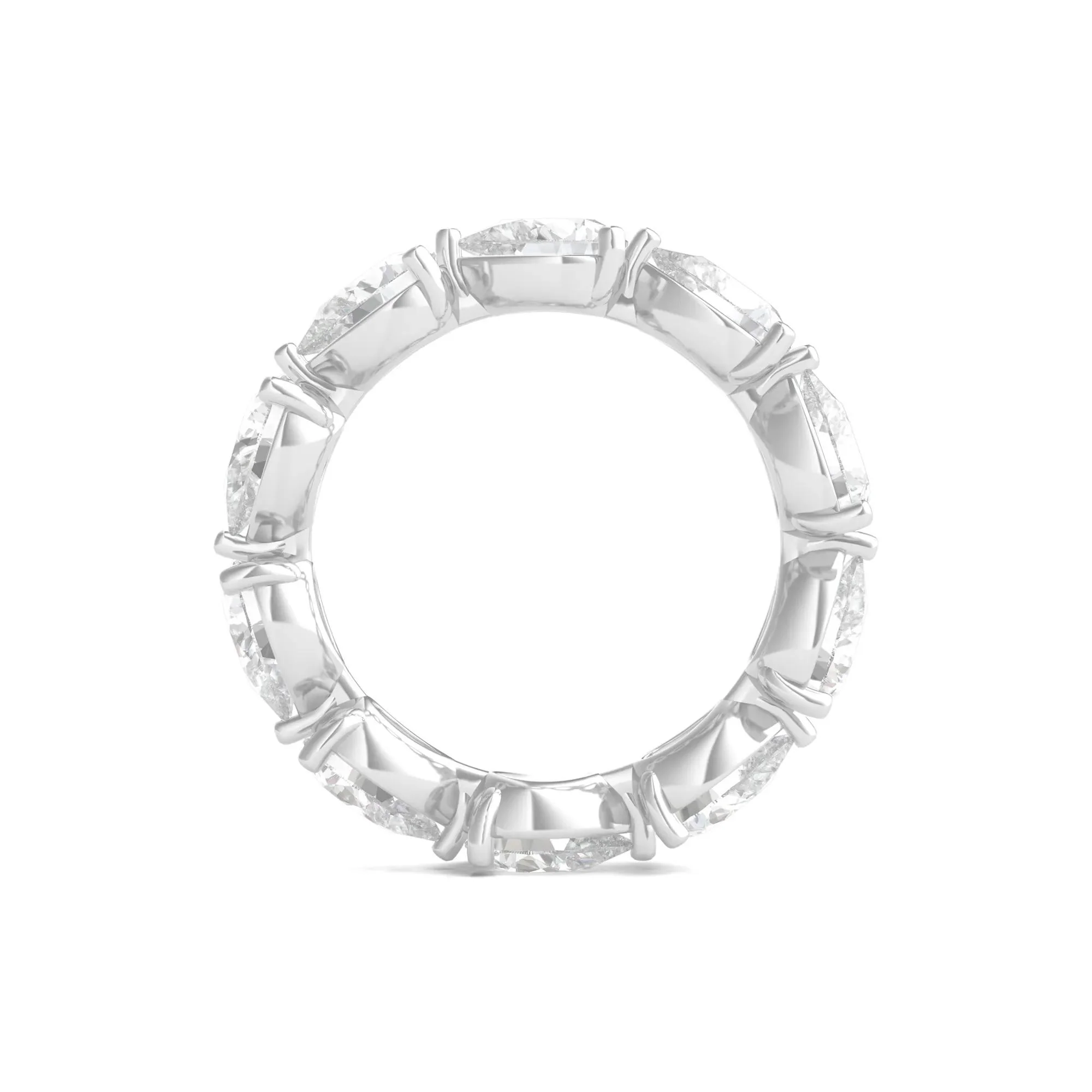 Pear-Cut Lab Grown Diamond Eternity Band Ring Platinum (5 CT.tw.) White Size 4 - Image 2