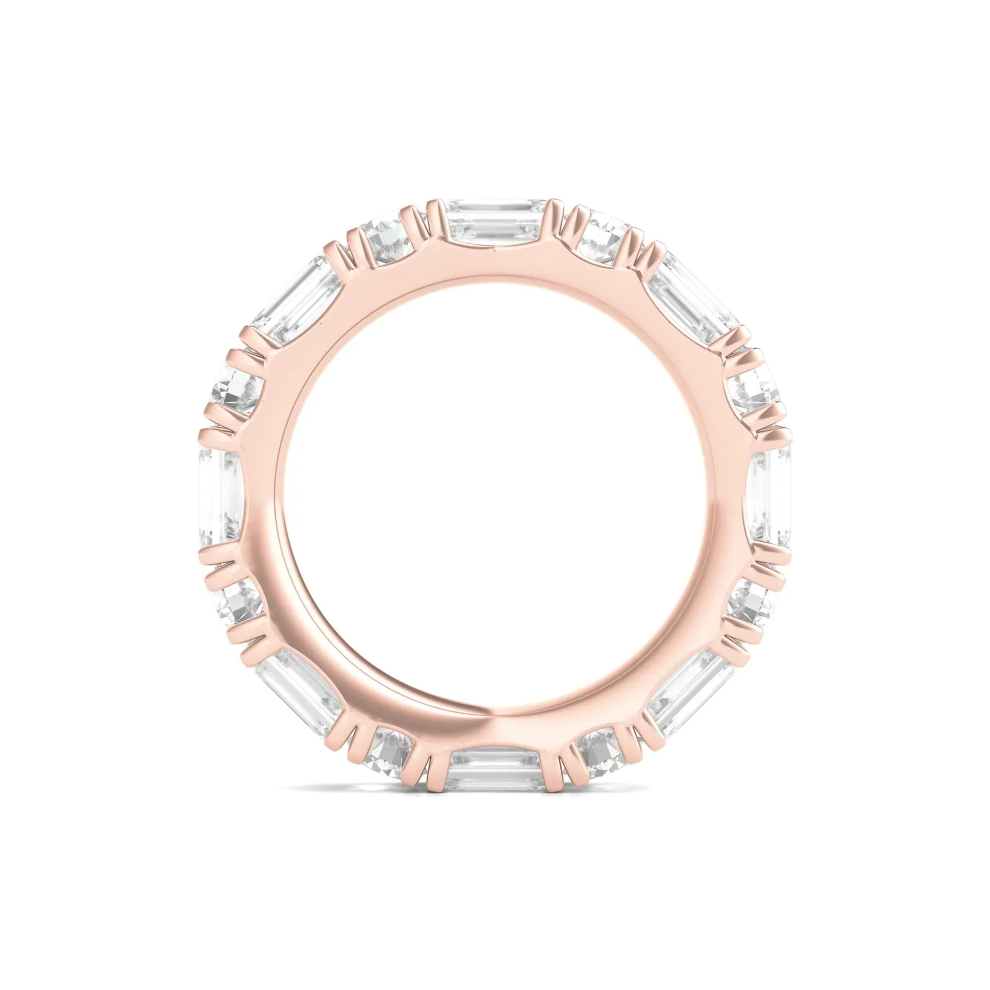 5 CT. Tw. Round and Emerald-Cut Lab Grown Diamond Eternity Band Ring 14K Rose Gold Size 6 - Image 2