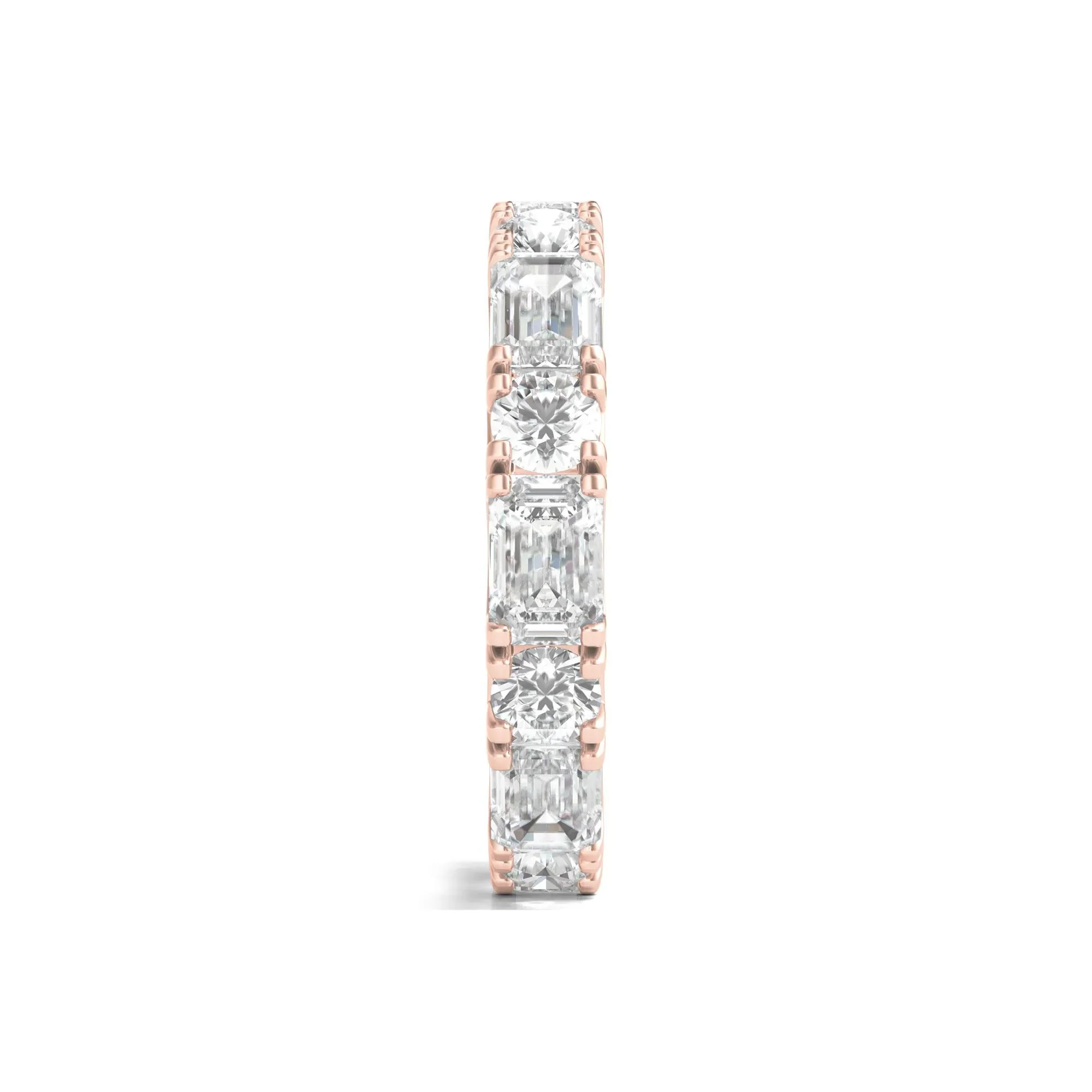 5 CT. Tw. Round and Emerald-Cut Lab Grown Diamond Eternity Band Ring 14K Rose Gold Size 9 - Image 3
