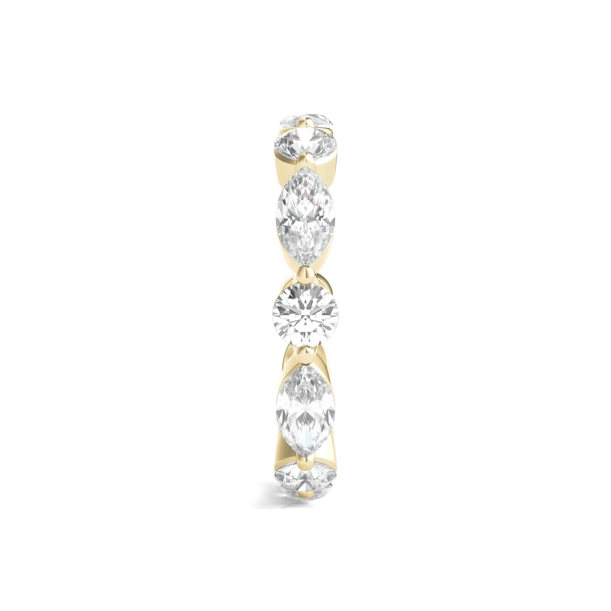 3 CT. Tw. Round and Marquise Lab Grown Diamond Eternity Band Ring 14K Yellow Gold Size 8.5 3mm - Image 3