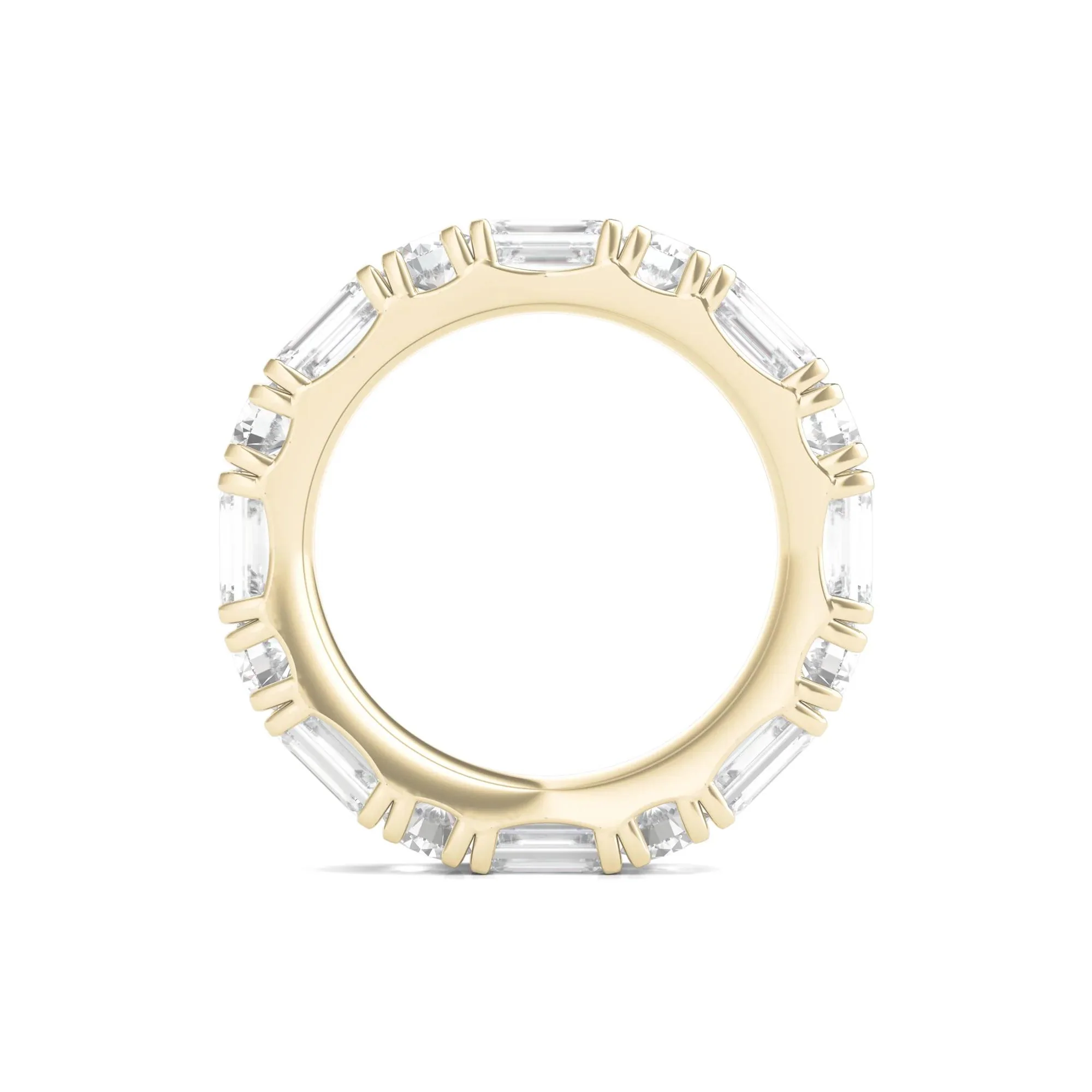 5 CT. Tw. Round and Emerald-Cut Lab Grown Diamond Eternity Band Ring 14K Yellow Gold Size 4.5 - Image 2
