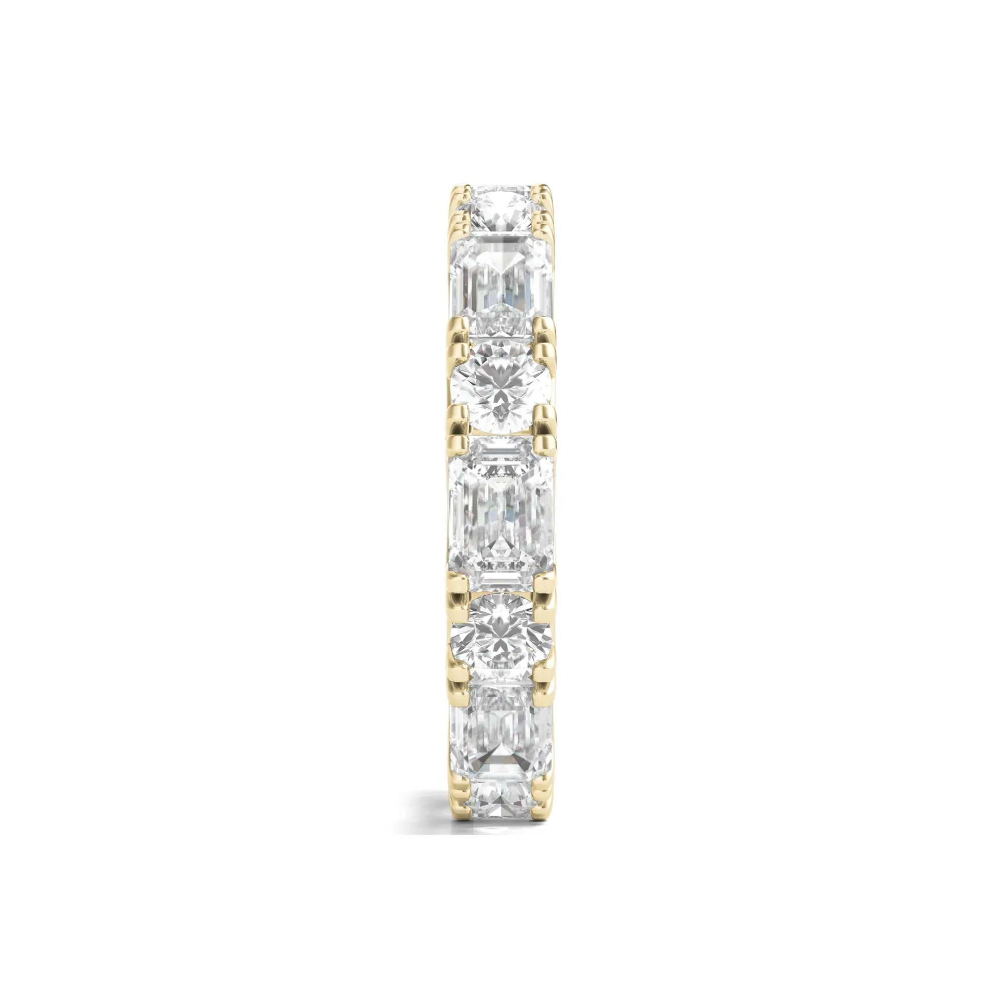 5 CT. Tw. Round and Emerald-Cut Lab Grown Diamond Eternity Band Ring 14K Yellow Gold Size 6 - Image 3