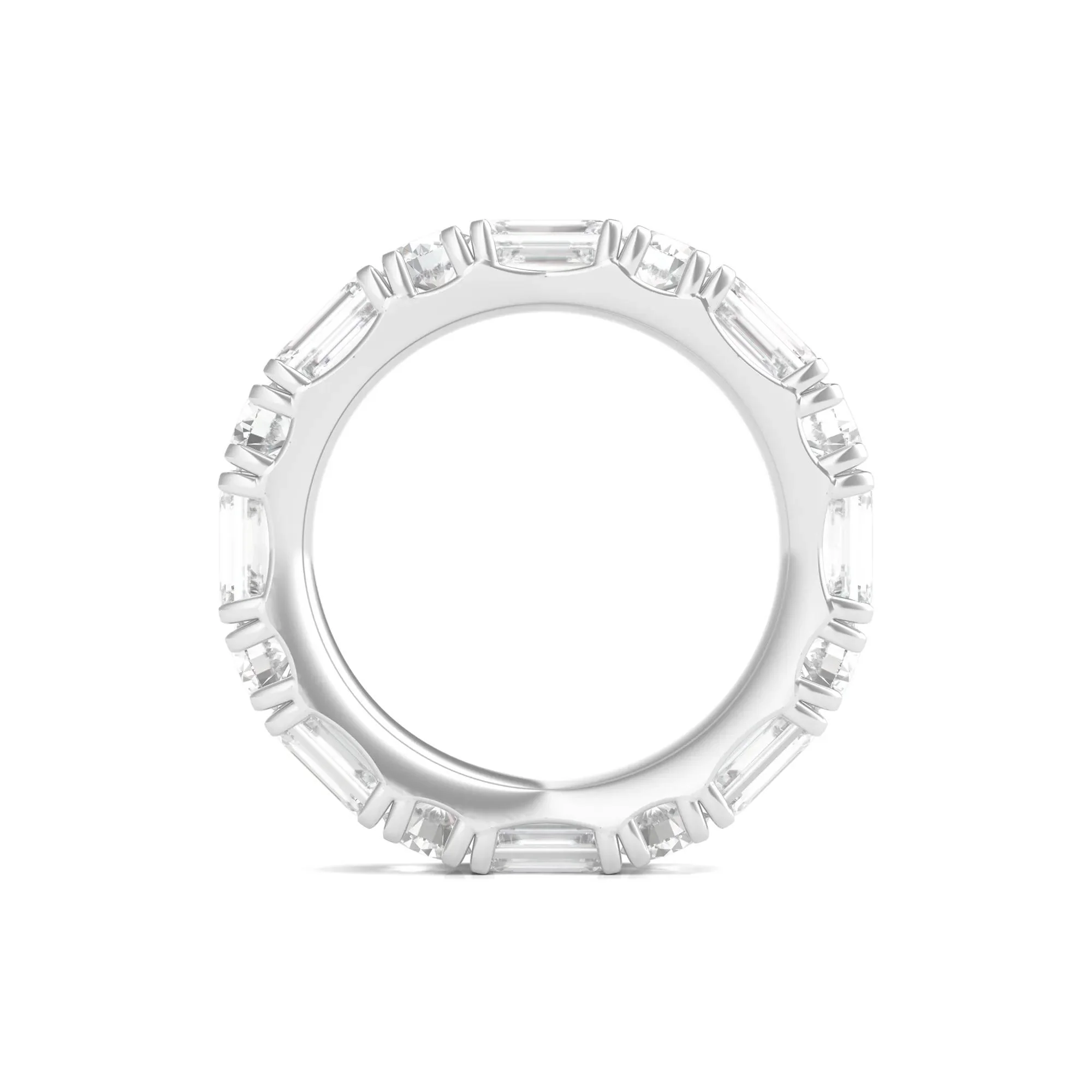 5 CT. Tw. Round and Emerald-Cut Lab Grown Diamond Eternity Band Ring Platinum White Size 6 - Image 2