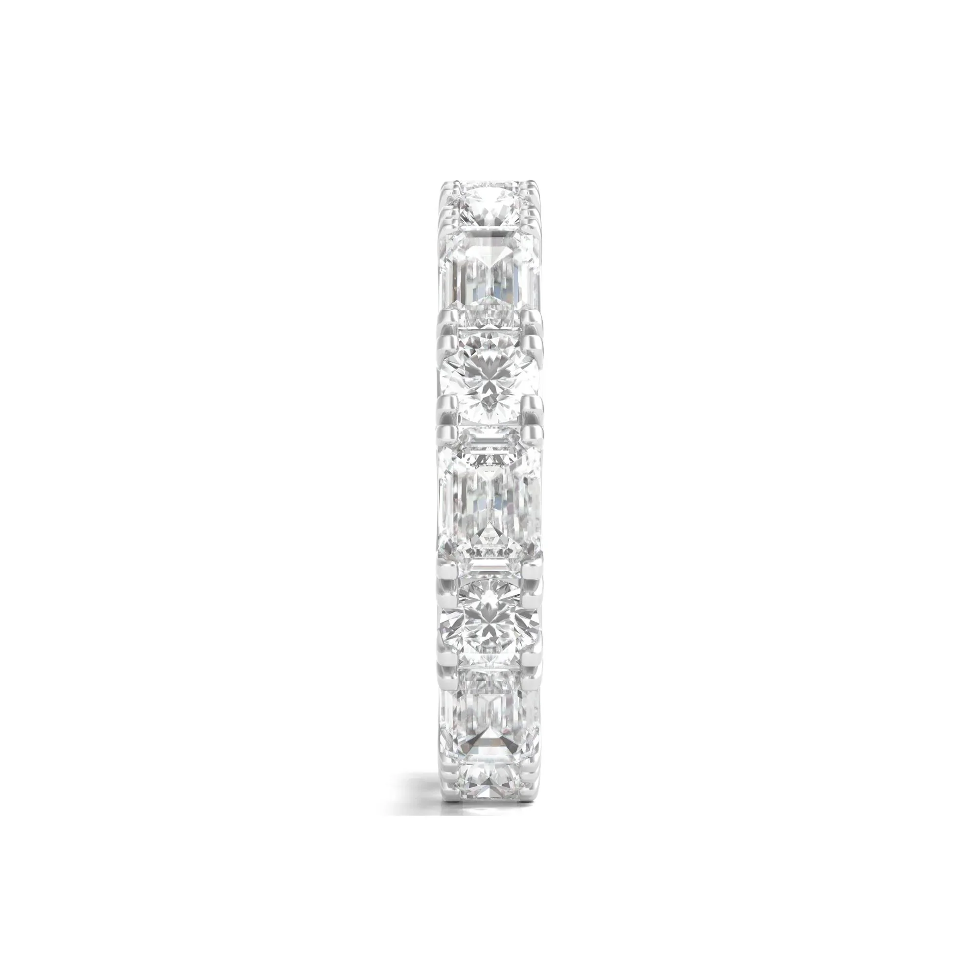 5 CT. Tw. Round and Emerald-Cut Lab Grown Diamond Eternity Band Ring Platinum White Size 8.5 - Image 3