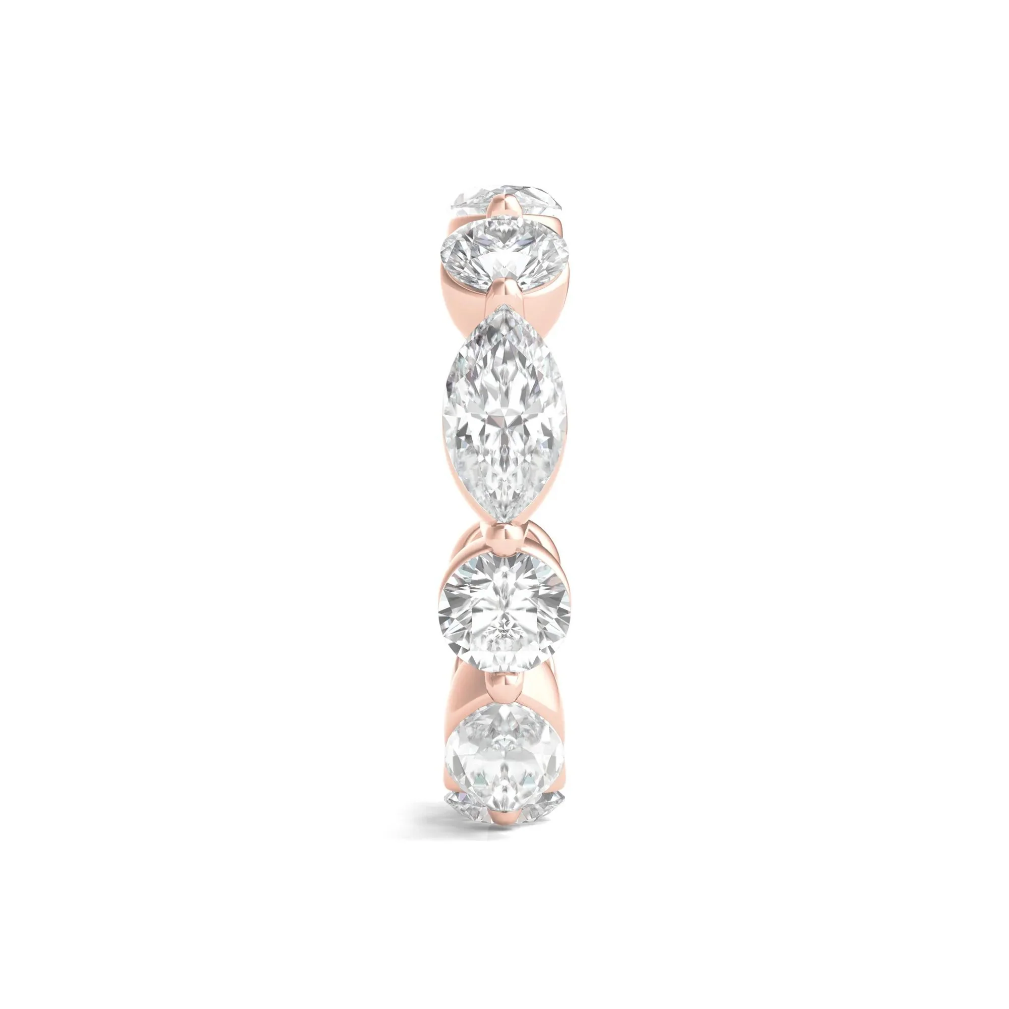 5 CT. Tw. Marquise and Round-Cut Lab Grown Diamond Eternity Band Ring 14K Rose Gold Size 5.5 2mm - Image 3
