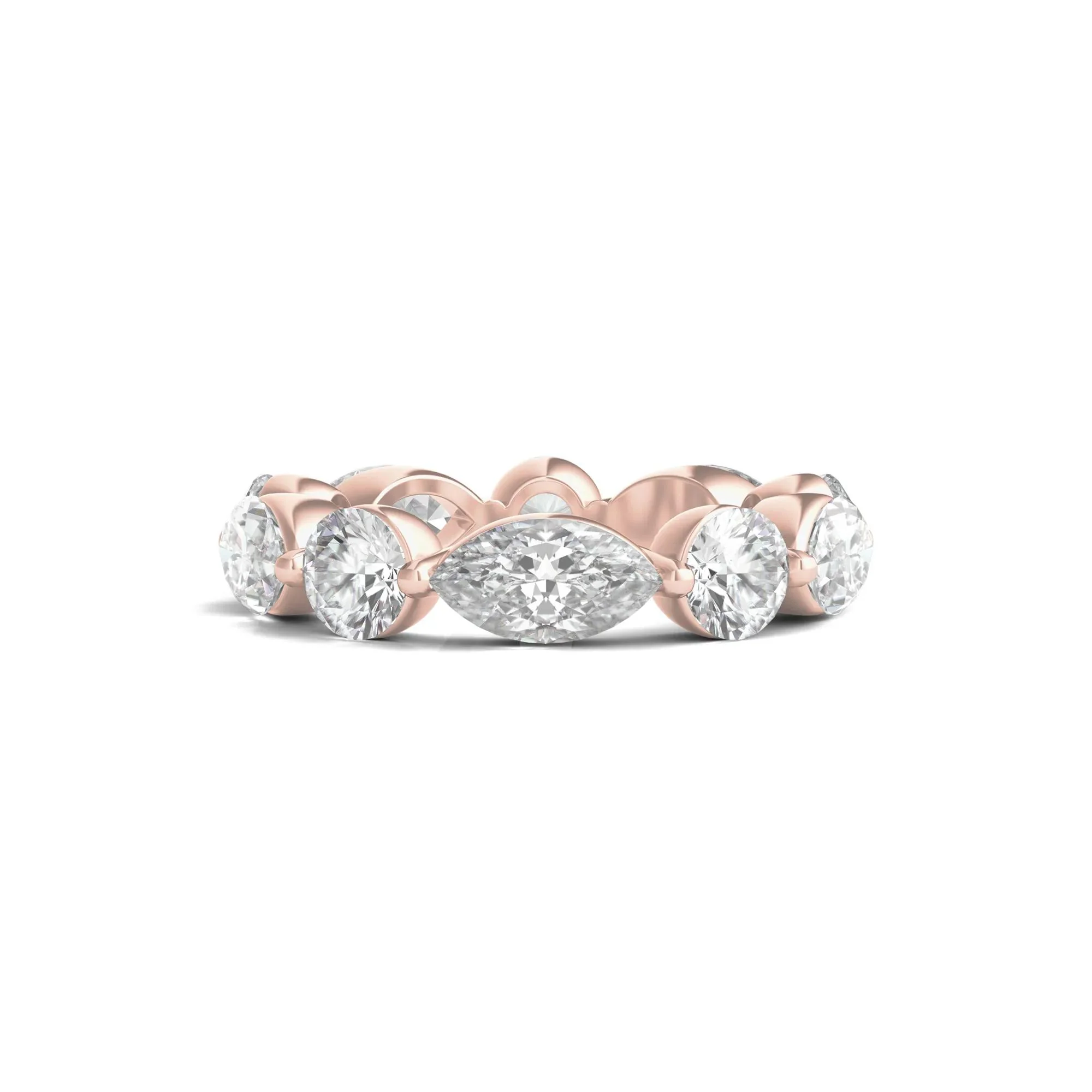 5 CT. Tw. Marquise and Round-Cut Lab Grown Diamond Eternity Band Ring 14K Rose Gold Size 7.5 2mm