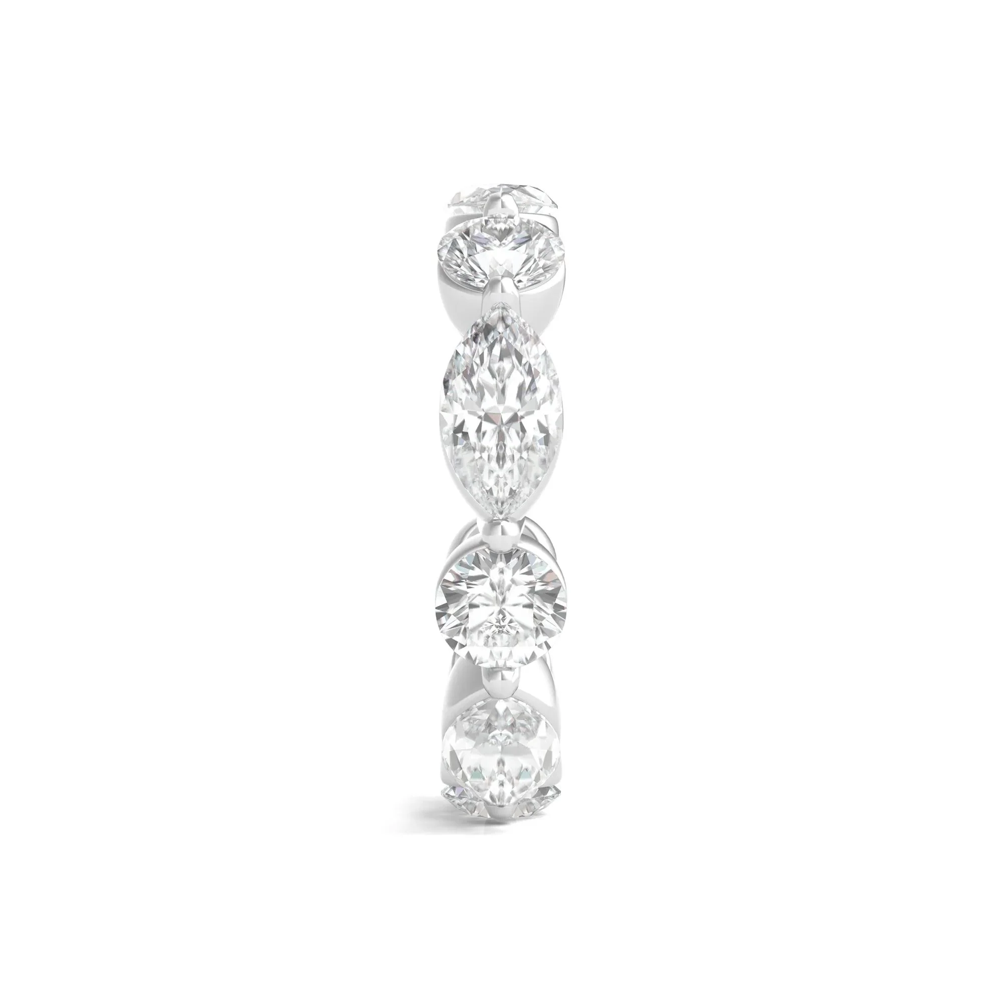 5 CT. Tw. Marquise and Round-Cut Lab Grown Diamond Eternity Band Ring 14K White Gold Size 7.5 2mm - Image 3