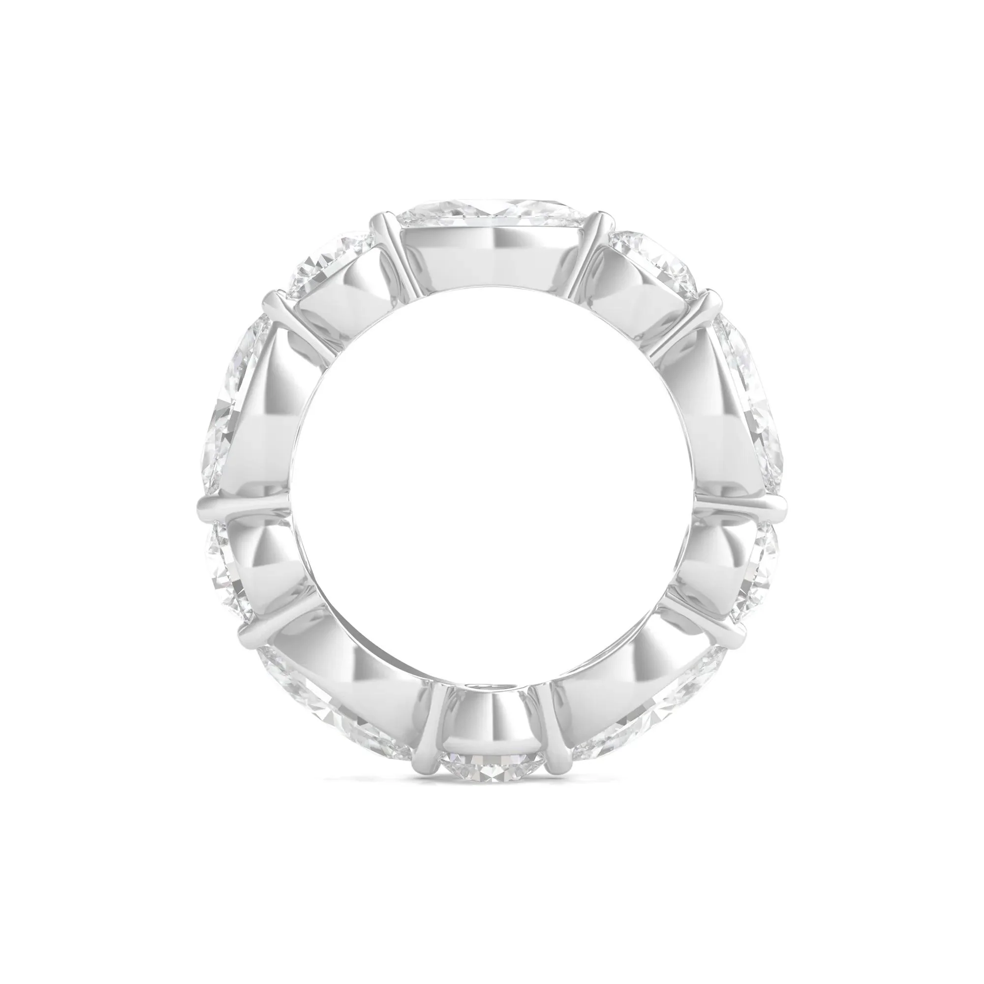 5 CT. Tw. Marquise and Round-Cut Lab Grown Diamond Eternity Band Ring 14K White Gold Size 8.5 2mm - Image 2