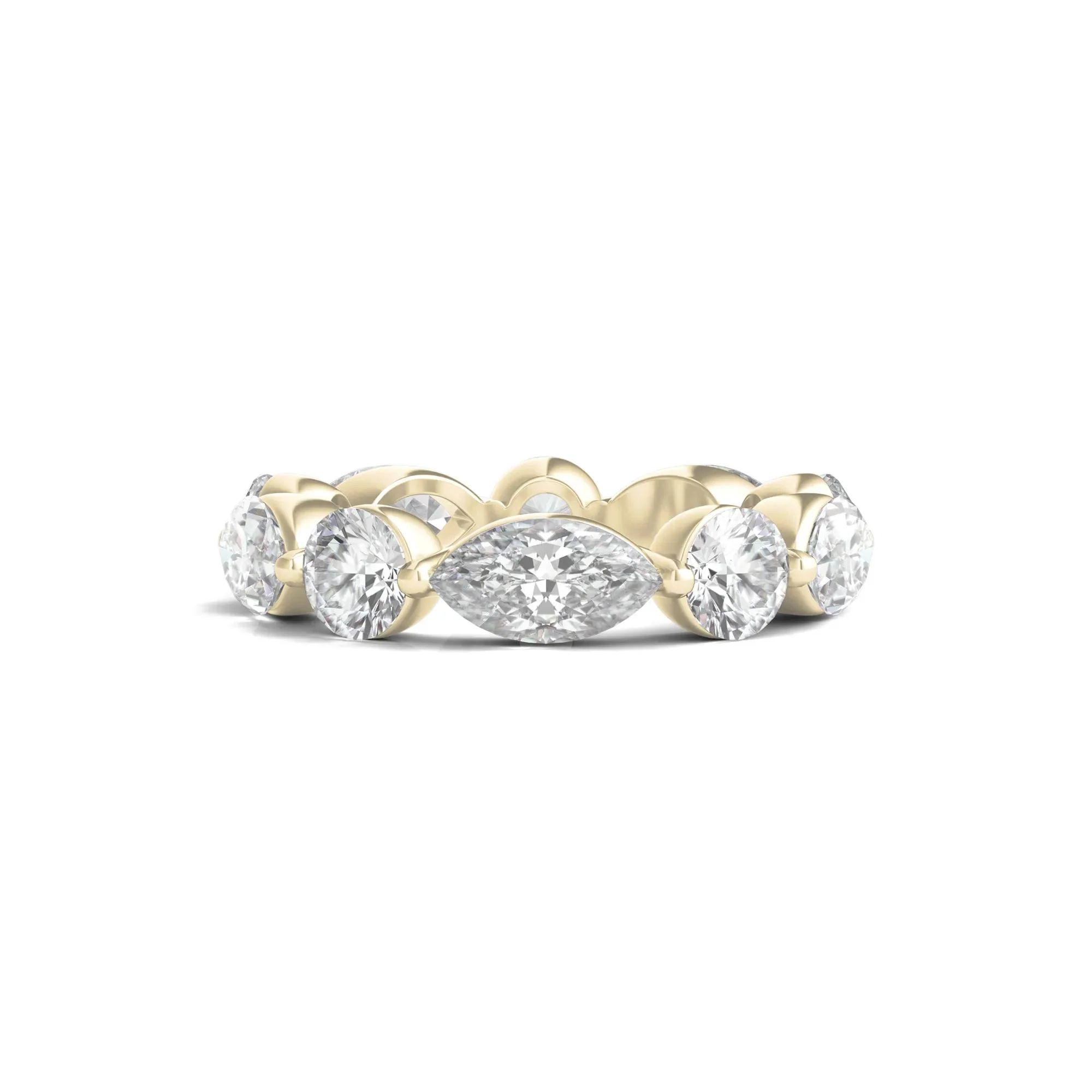 5 CT. Tw. Marquise and Round-Cut Lab Grown Diamond Eternity Band Ring 14K Yellow Gold Size 5.5 2mm - Image 2