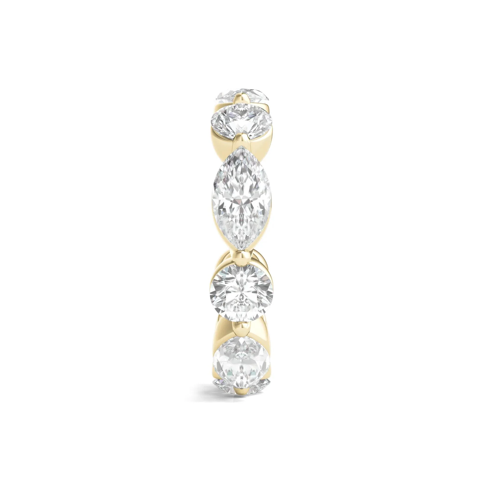 5 CT. Tw. Marquise and Round-Cut Lab Grown Diamond Eternity Band Ring 14K Yellow Gold Size 6.5 2mm - Image 3