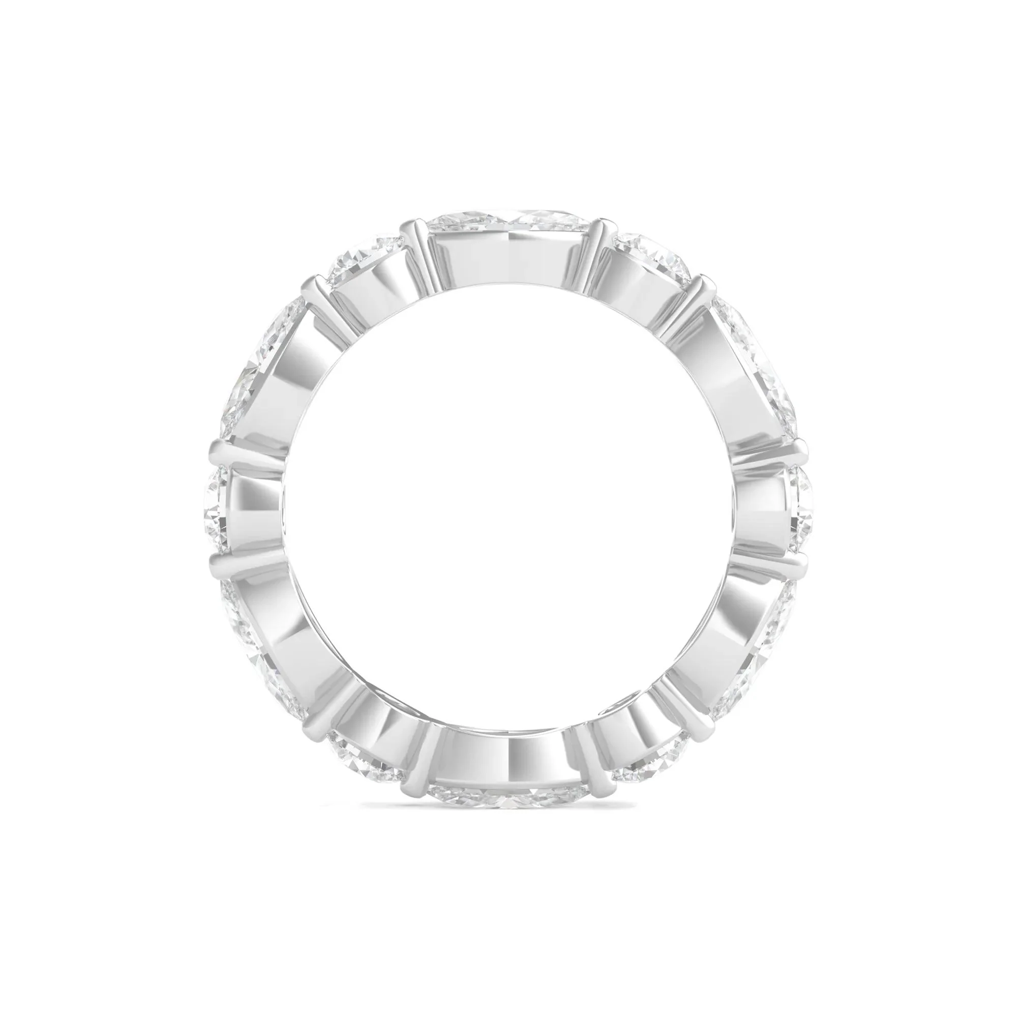 3 CT. Tw. Round and Marquise Lab Grown Diamond Eternity Band Ring Platinum White Size 9 2mm - Image 2