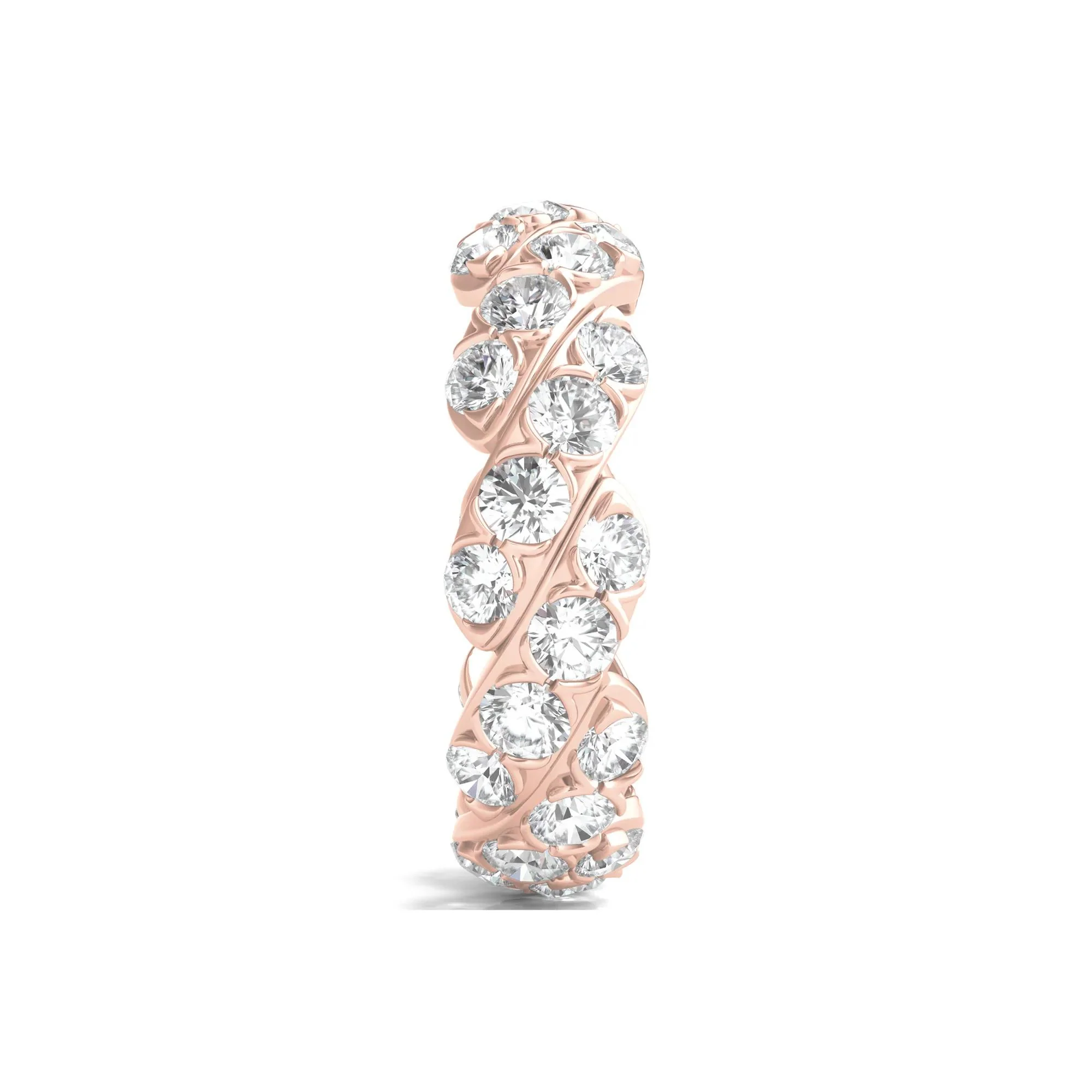 3 CT. Tw. Round-Cut Lab Grown Diamond Twist Eternity Band Ring 14K Rose Gold Size 8 - Image 3