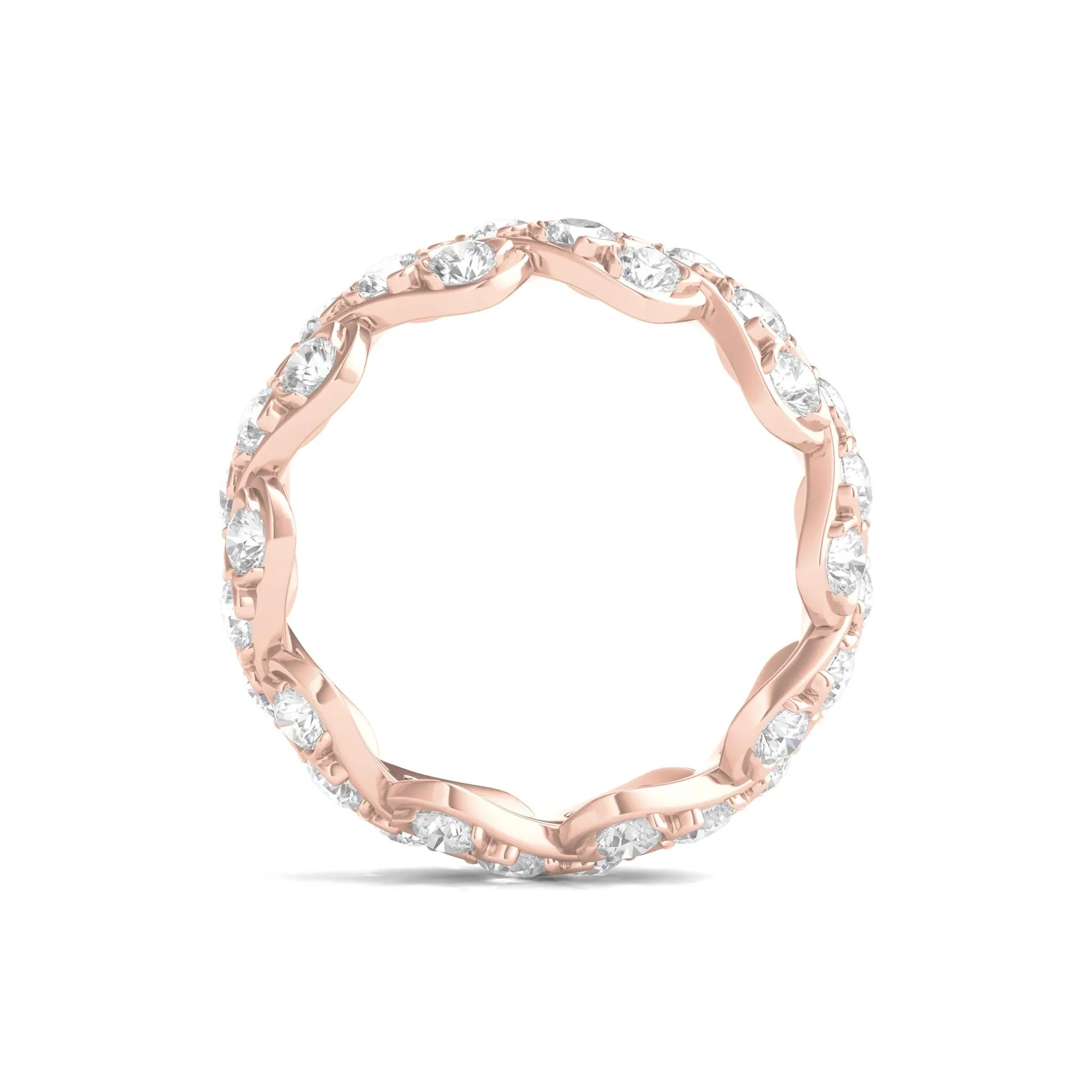 3 CT. Tw. Round-Cut Lab Grown Diamond Twist Eternity Band Ring 14K Rose Gold Size 8.5 - Image 2