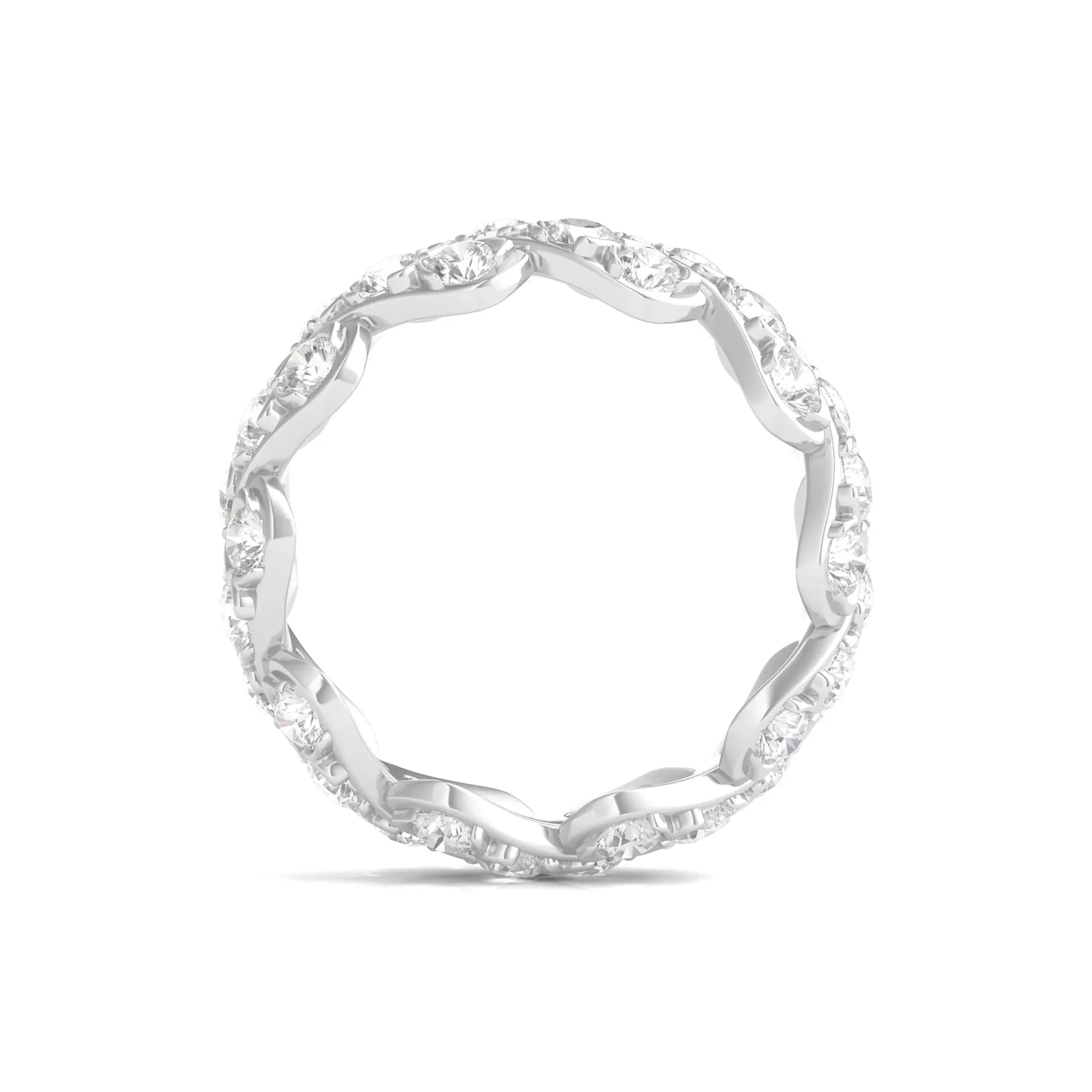 3 CT. Tw. Round-Cut Lab Grown Diamond Twist Eternity Band Ring 14K White Gold Size 8 - Image 2