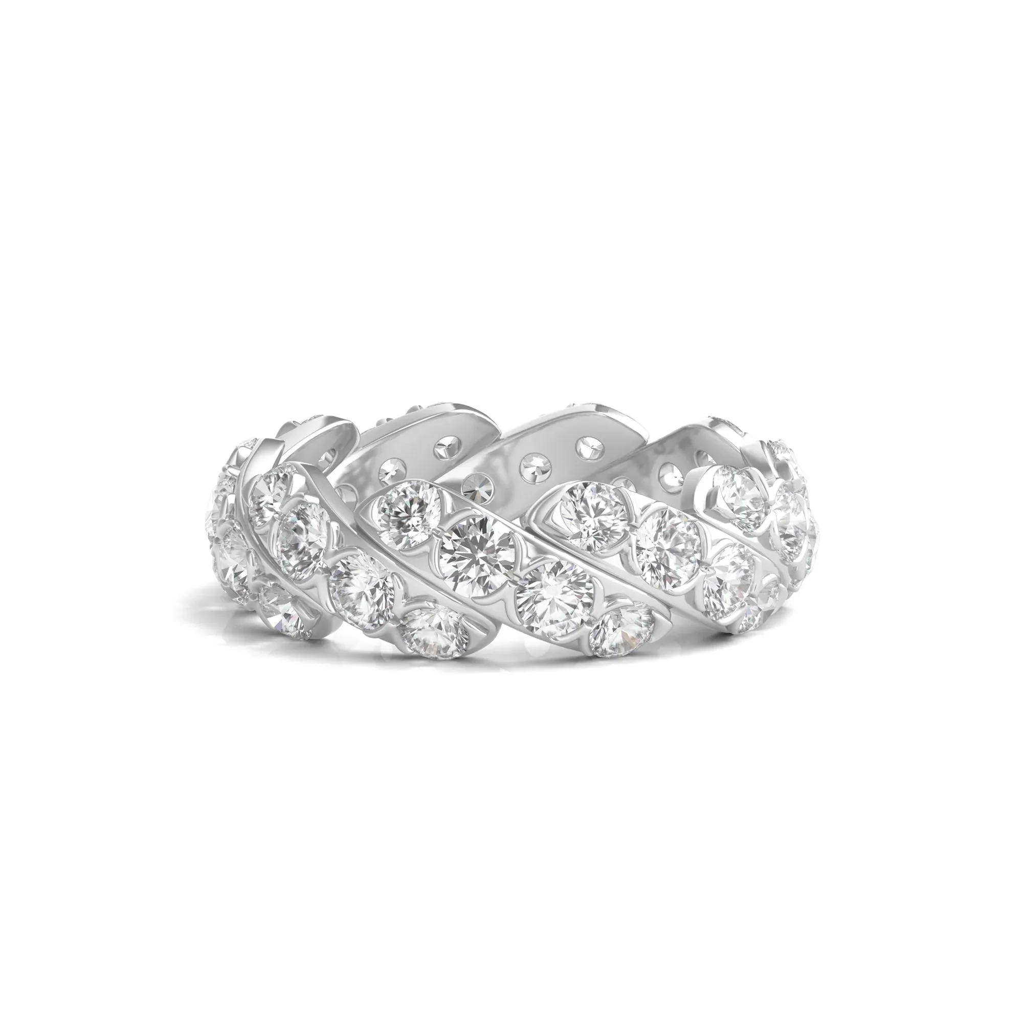 3 CT. Tw. Round-Cut Lab Grown Diamond Twist Eternity Band Ring 14K White Gold Size 9