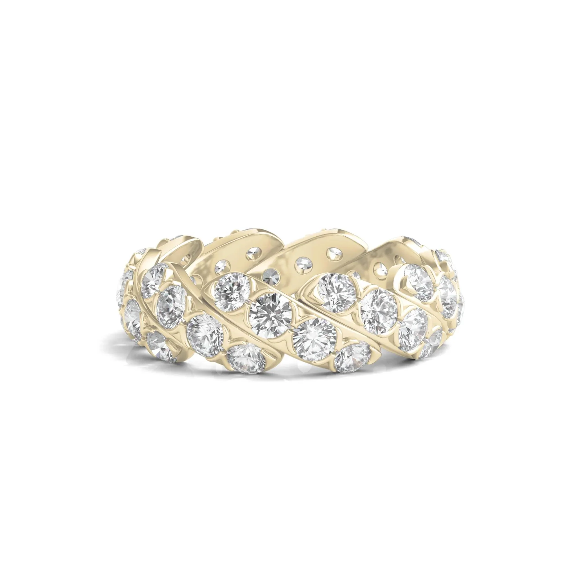 3 CT. Tw. Round-Cut Lab Grown Diamond Twist Eternity Band Ring 14K Yellow Gold Size 4.5