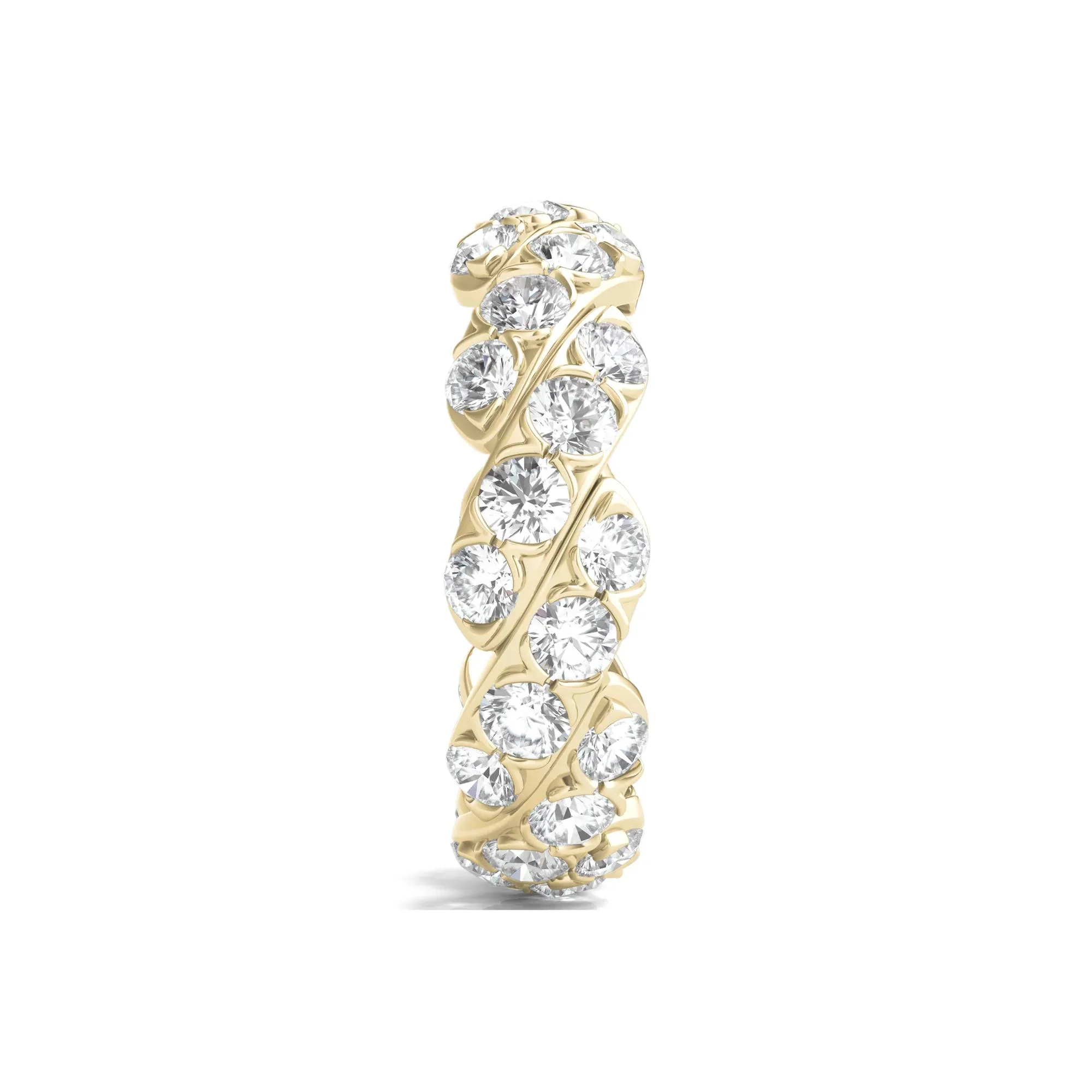 3 CT. Tw. Round-Cut Lab Grown Diamond Twist Eternity Band Ring 14K Yellow Gold Size 4.5 - Image 3