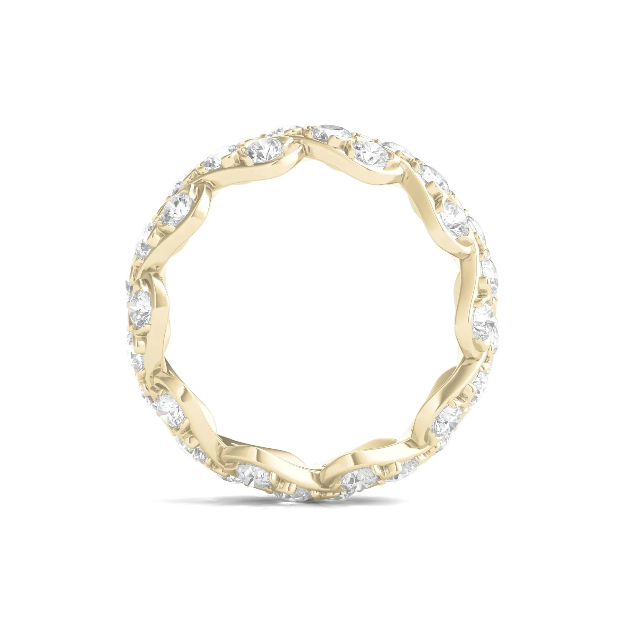 3 CT. Tw. Round-Cut Lab Grown Diamond Twist Eternity Band Ring 14K Yellow Gold Size 7.5 - Image 2