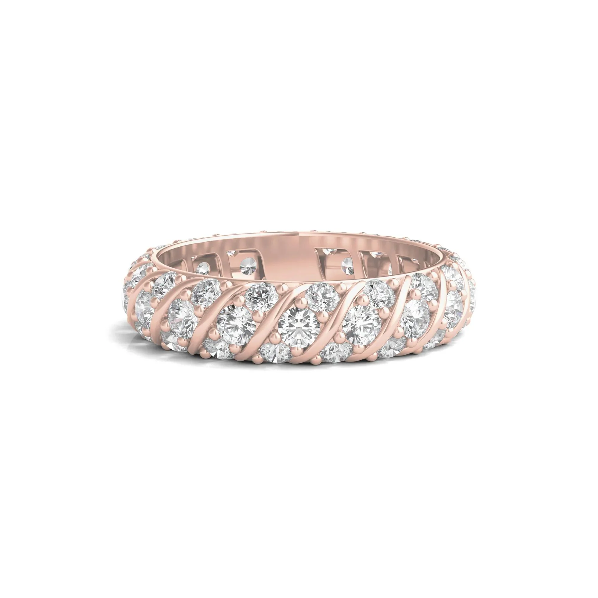 2 1/2 CT. Tw. Round-Cut Rolling Pave Lab Grown Diamond Eternity Band Ring 14K Rose Gold Size 5