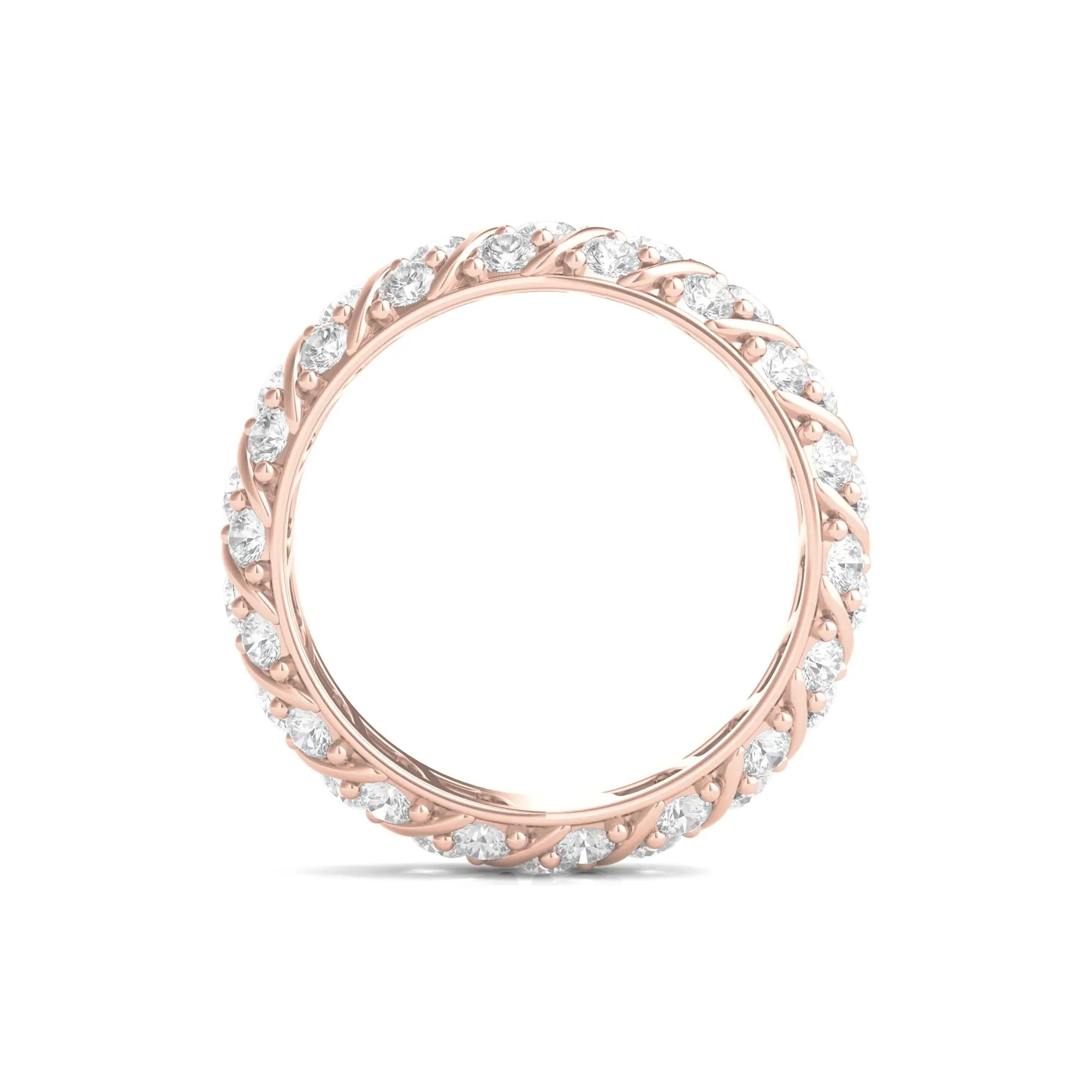 2 1/2 CT. Tw. Round-Cut Rolling Pave Lab Grown Diamond Eternity Band Ring 14K Rose Gold Size 8 - Image 2